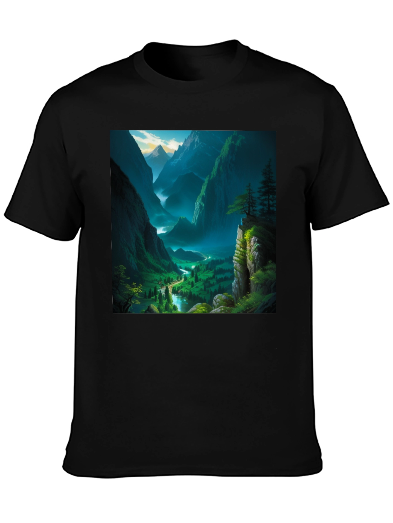 Nature Scenery Black T-Shirt