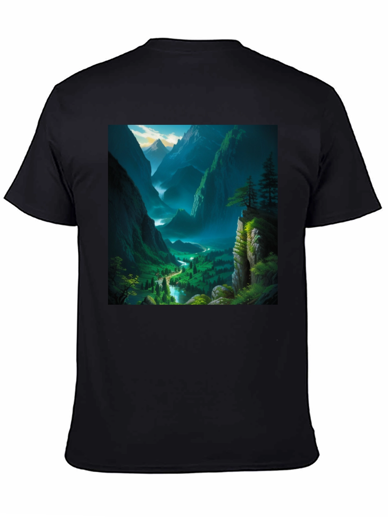 Nature Scenery Black T-Shirt