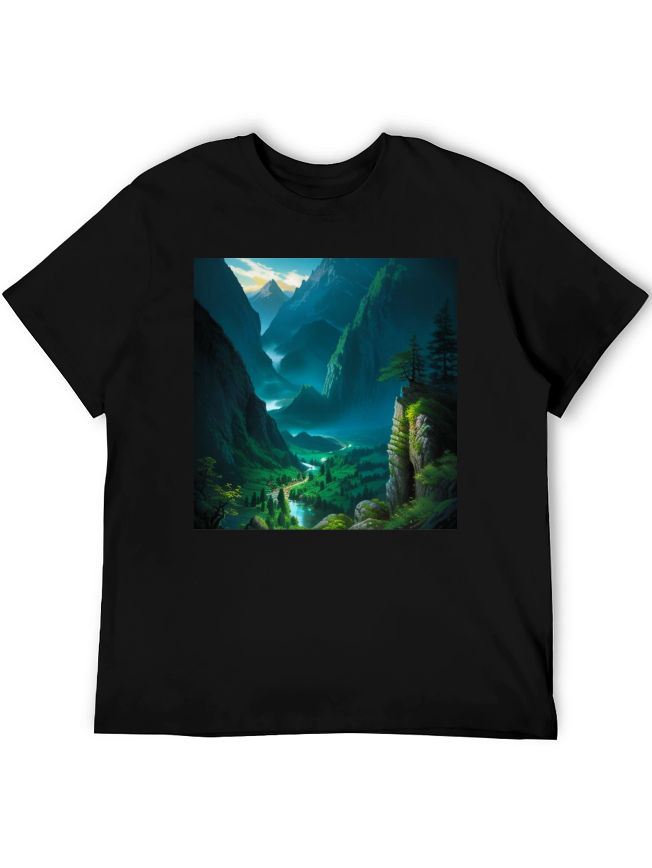Nature Scenery Black T-Shirt