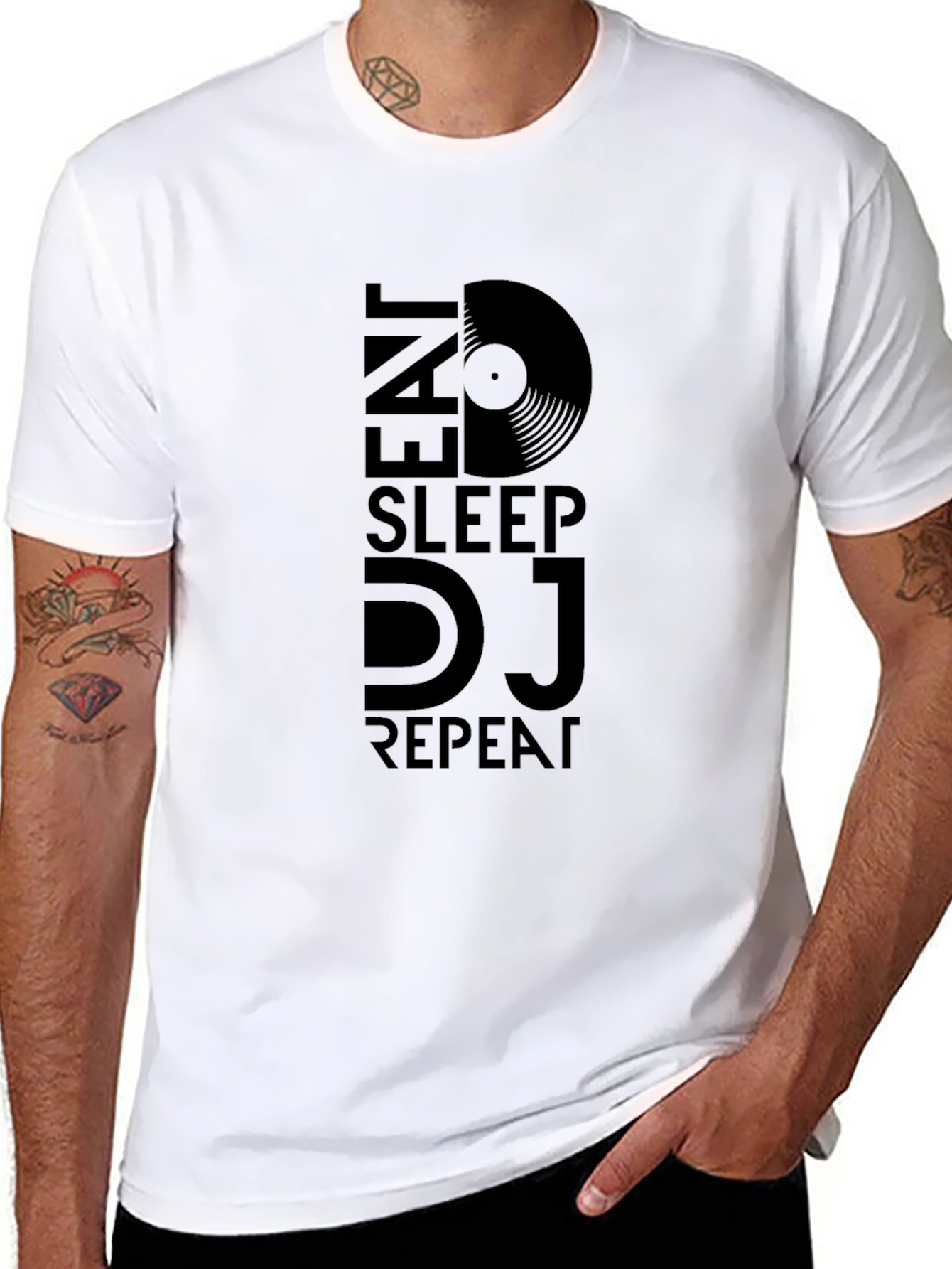 Eat Sleep DJ Repeat Black Graphic Tee