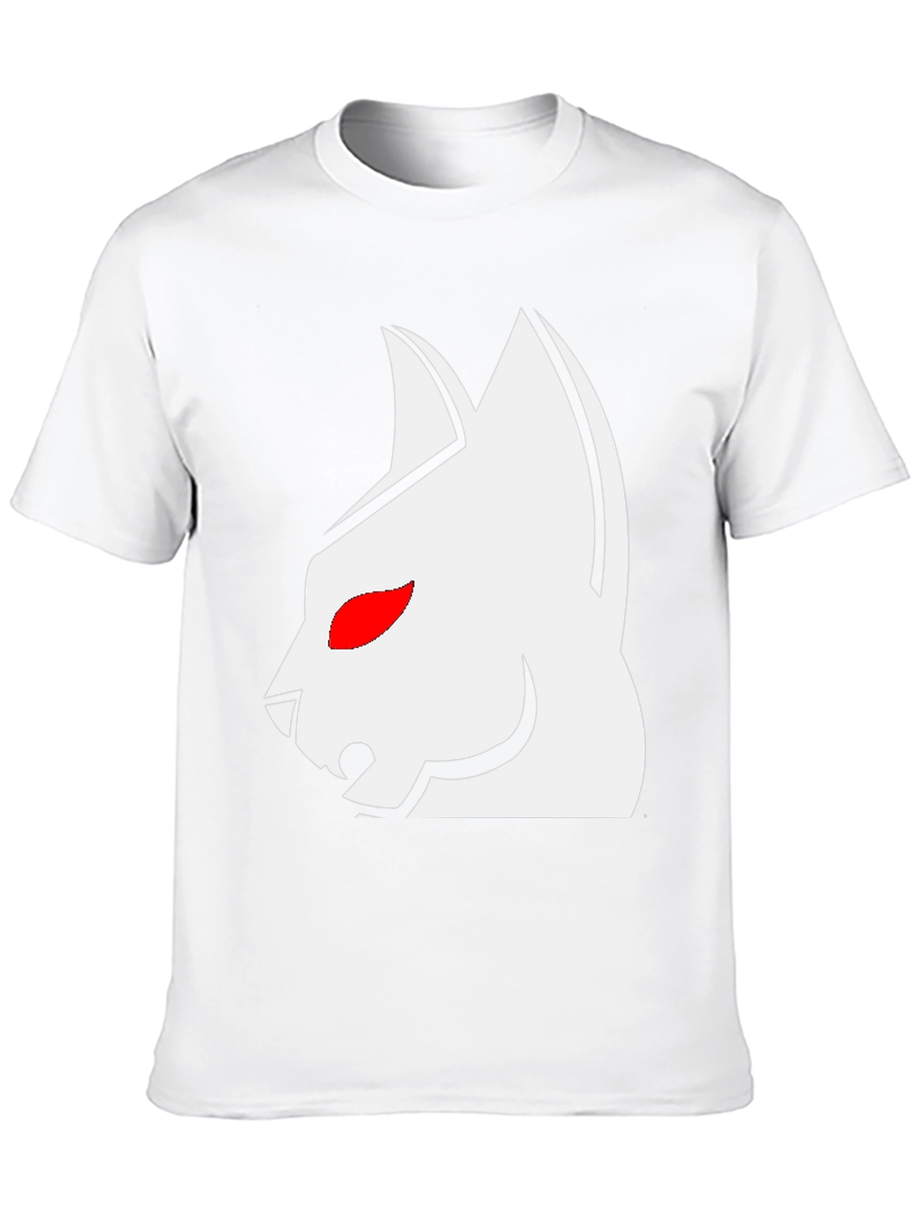 Black T-Shirt with White Cat Graphic & Red Eyes