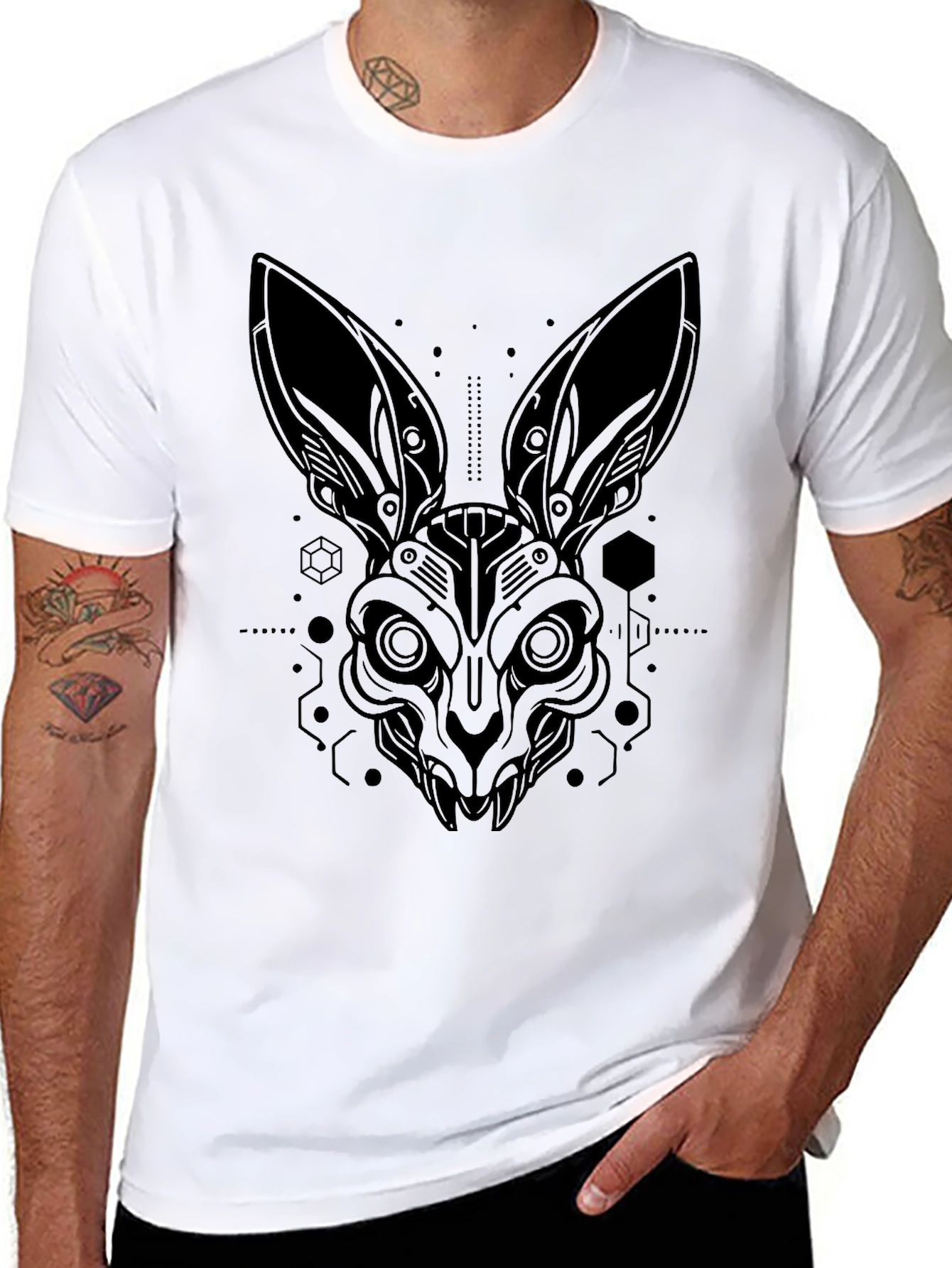 Cyberpunk Rabbit Graphic Tee - Stylish Black T-Shirt