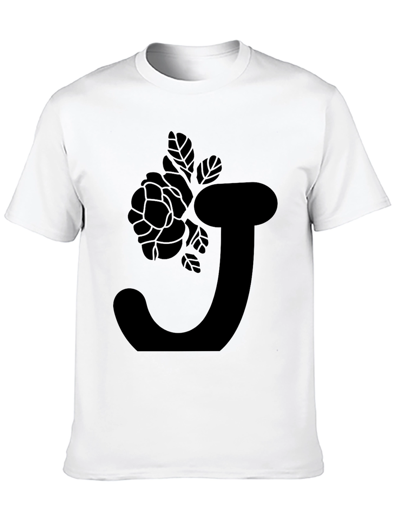 Black Floral Initial J T-Shirt