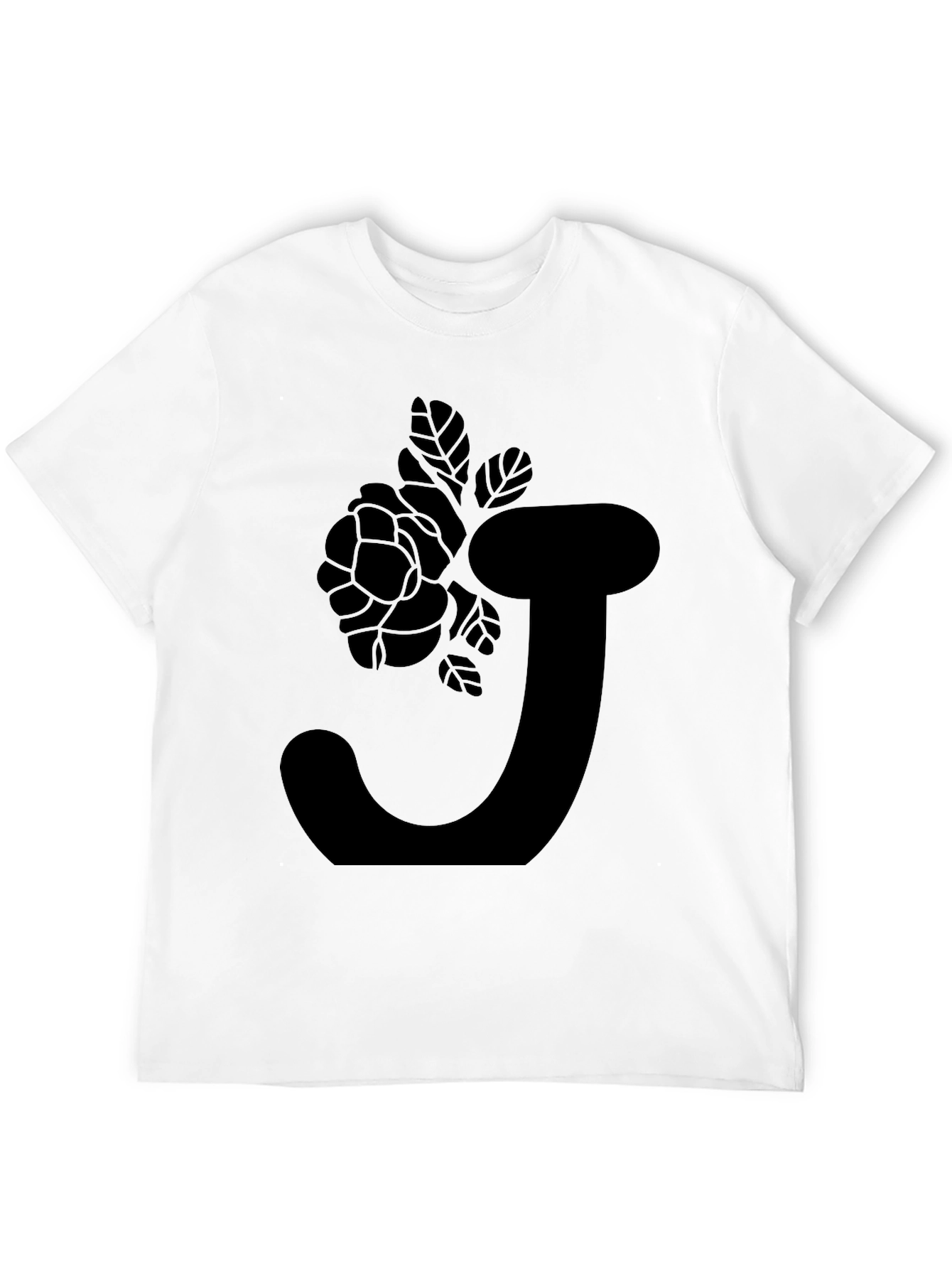 Black Floral Initial J T-Shirt