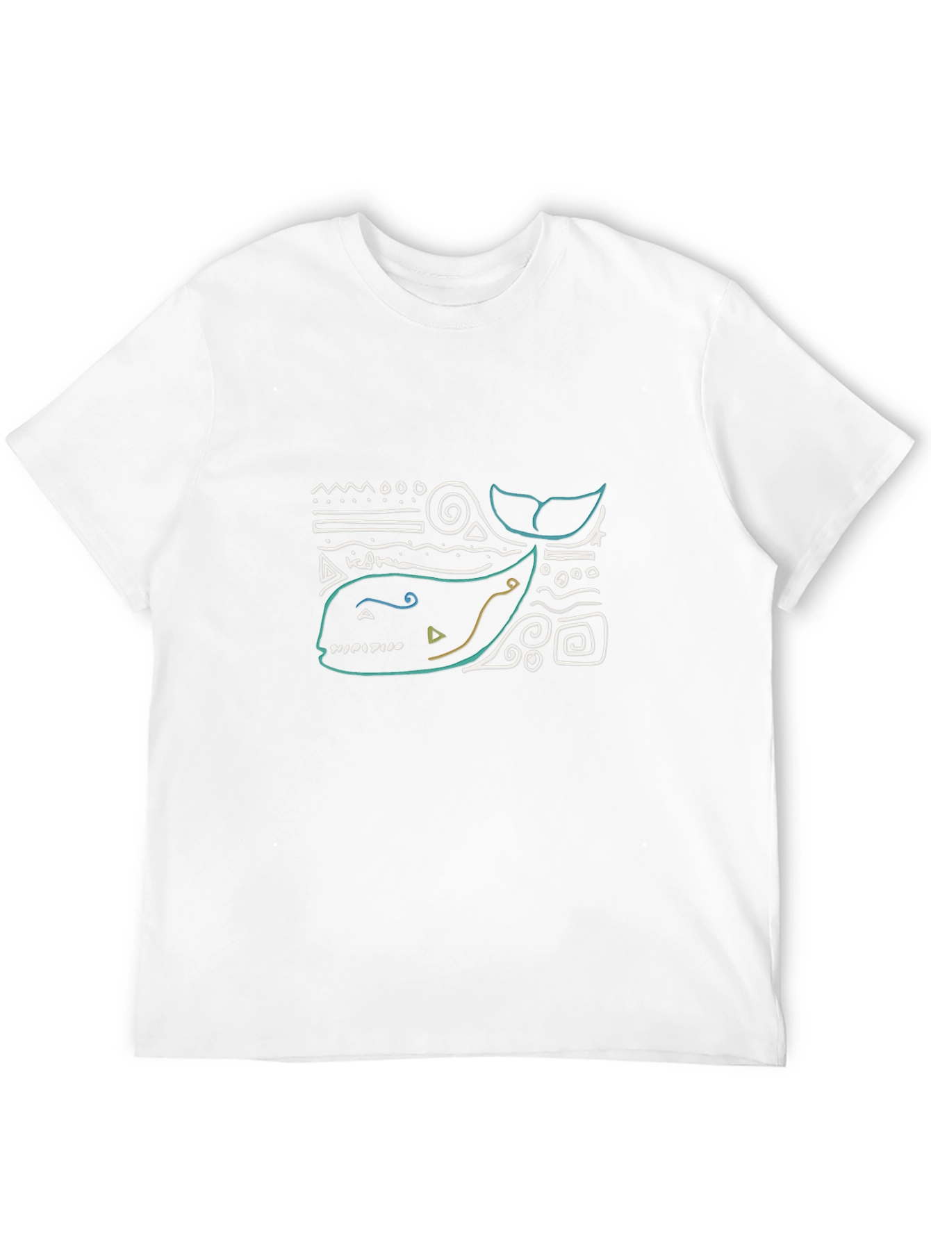 Abstract Whale Graphic Tee - Black Cotton T-Shirt
