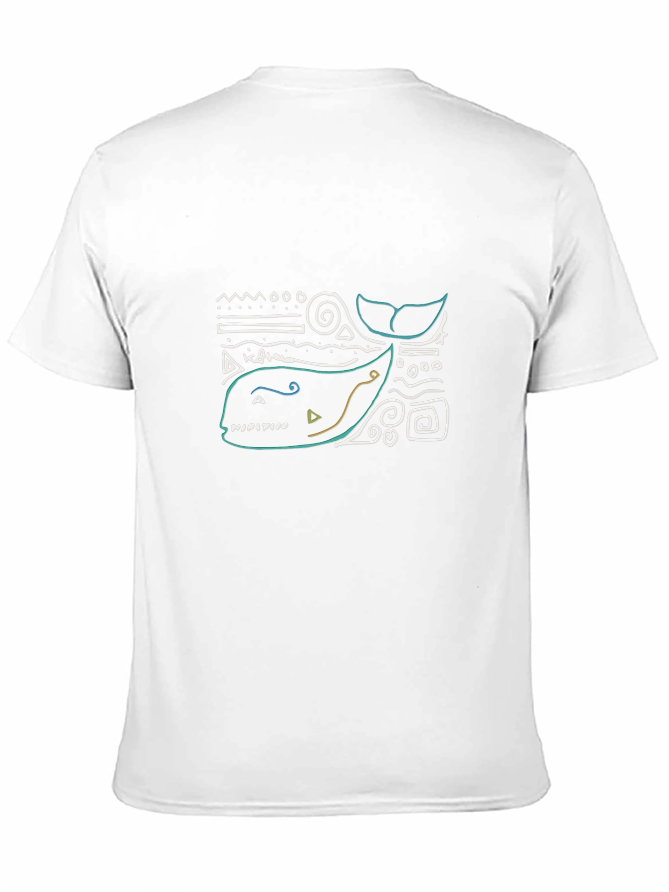 Abstract Whale Graphic Tee - Black Cotton T-Shirt