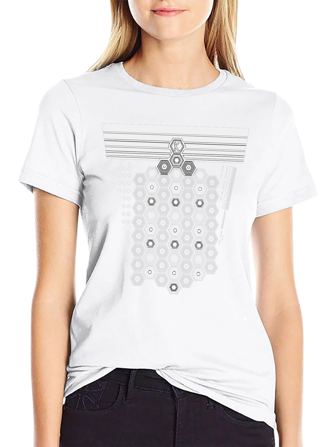Geometric Hexagon T-Shirt - Modern Design