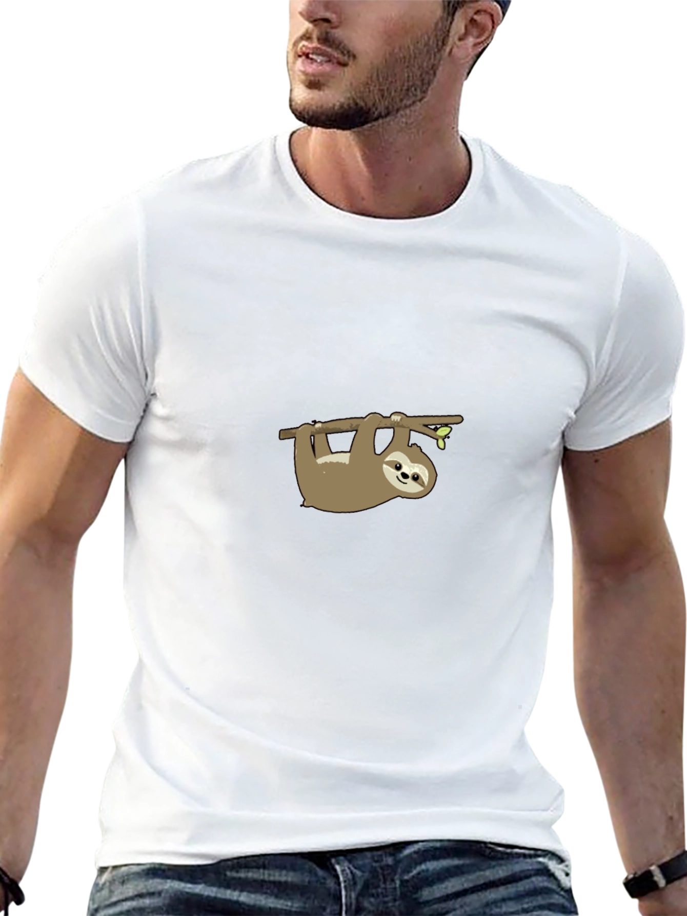 Sloth Graphic Print T-Shirt Casual Mens Tee