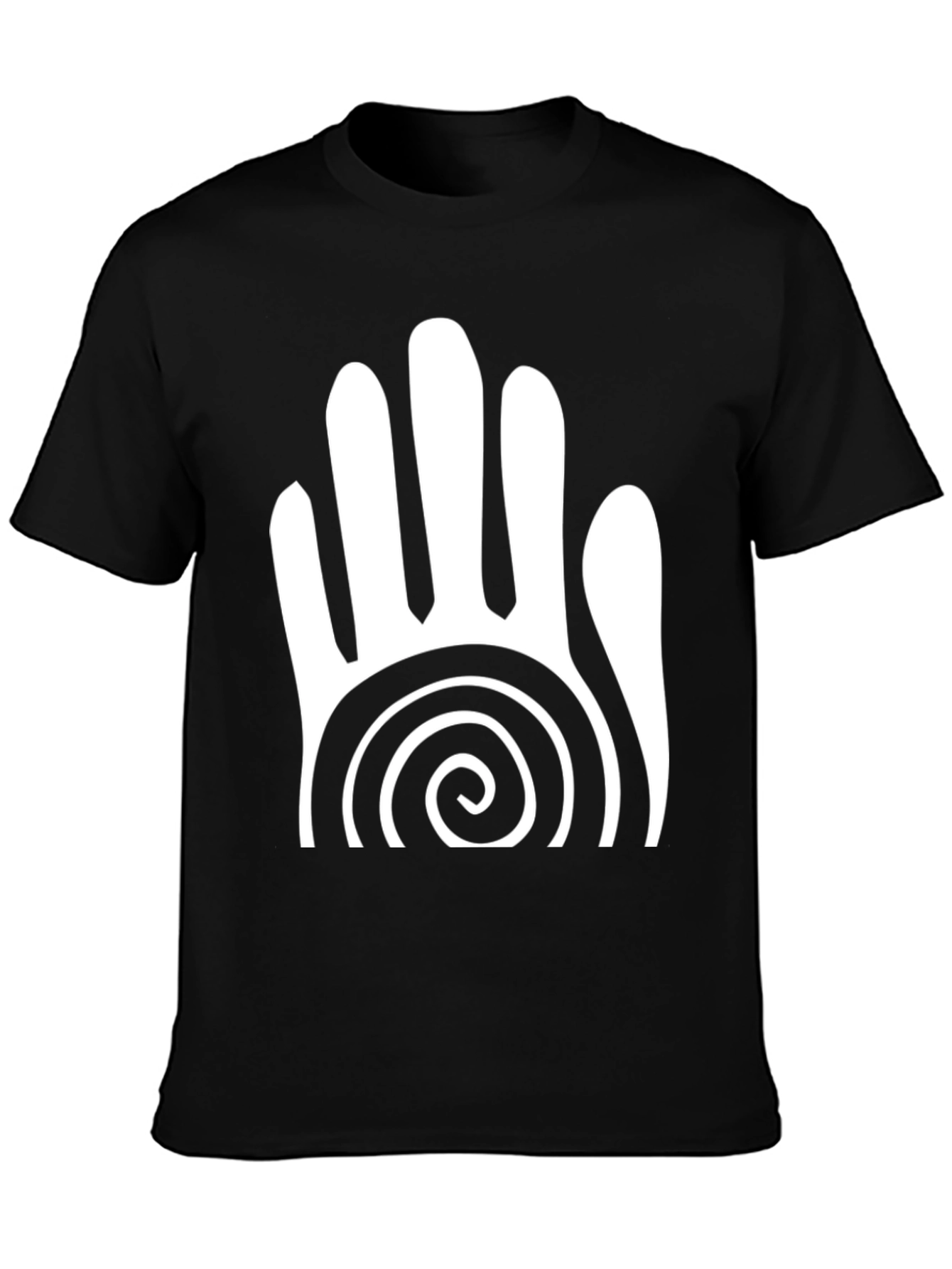 Tribal Hand Spiral Graphic Tee - Black
