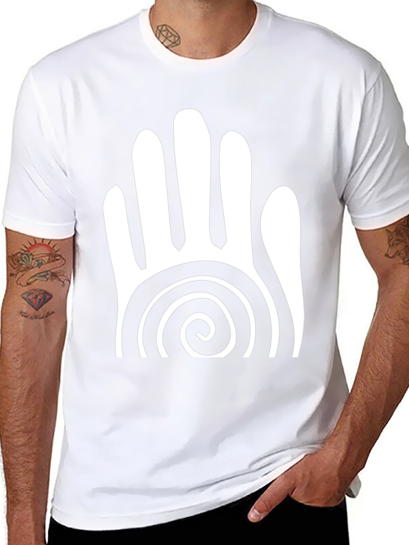 Tribal Hand Spiral Graphic Tee - Black