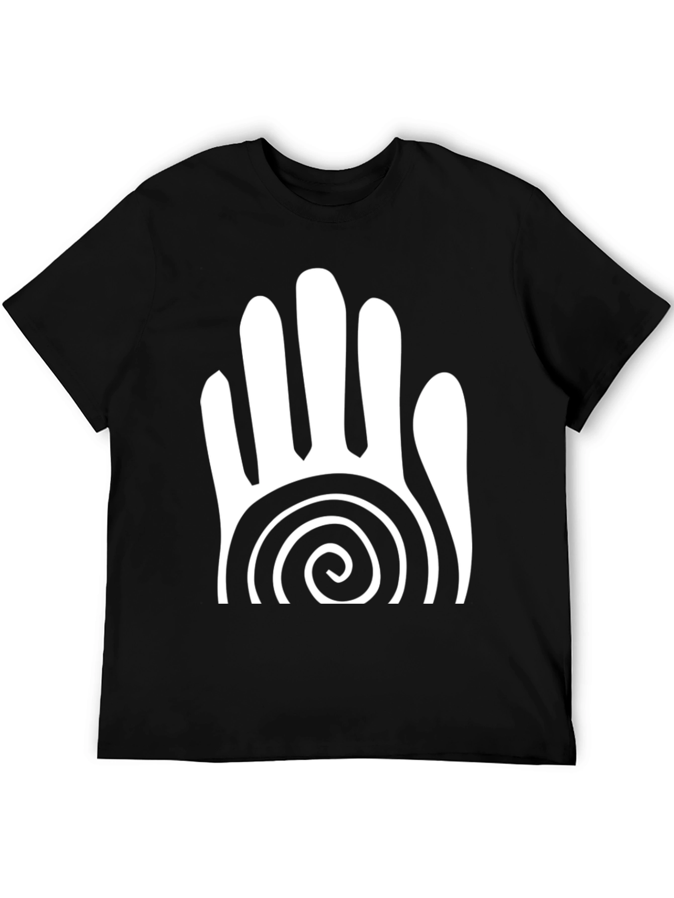 Tribal Hand Spiral Graphic Tee - Black