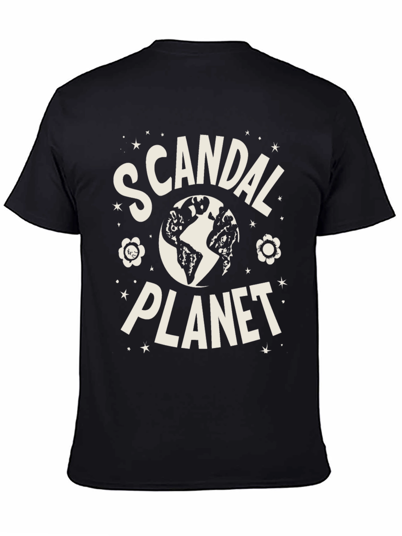 Scandal Planet Graphic Tee - Black Cotton Blend T-Shirt