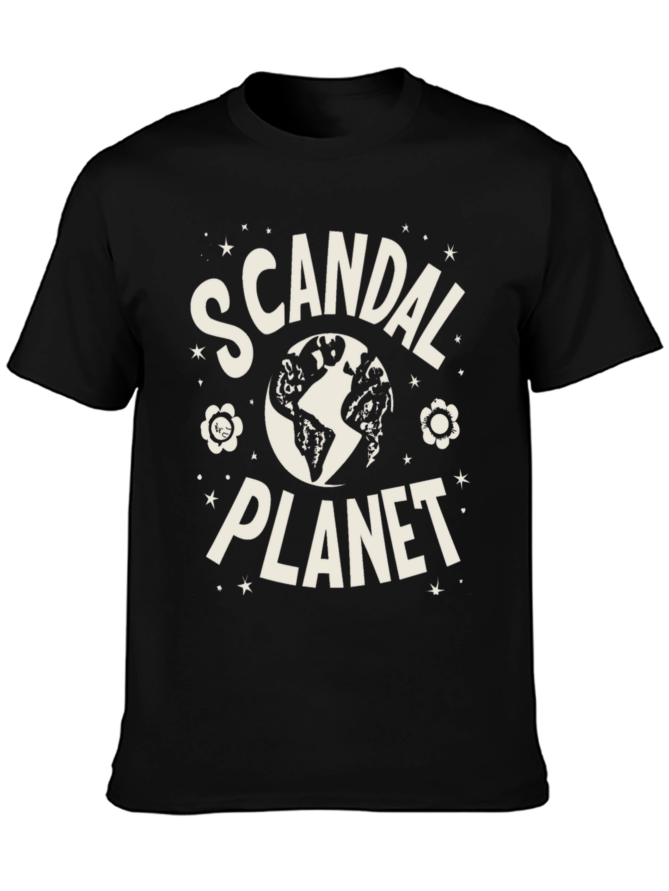 Scandal Planet Graphic Tee - Black Cotton Blend T-Shirt