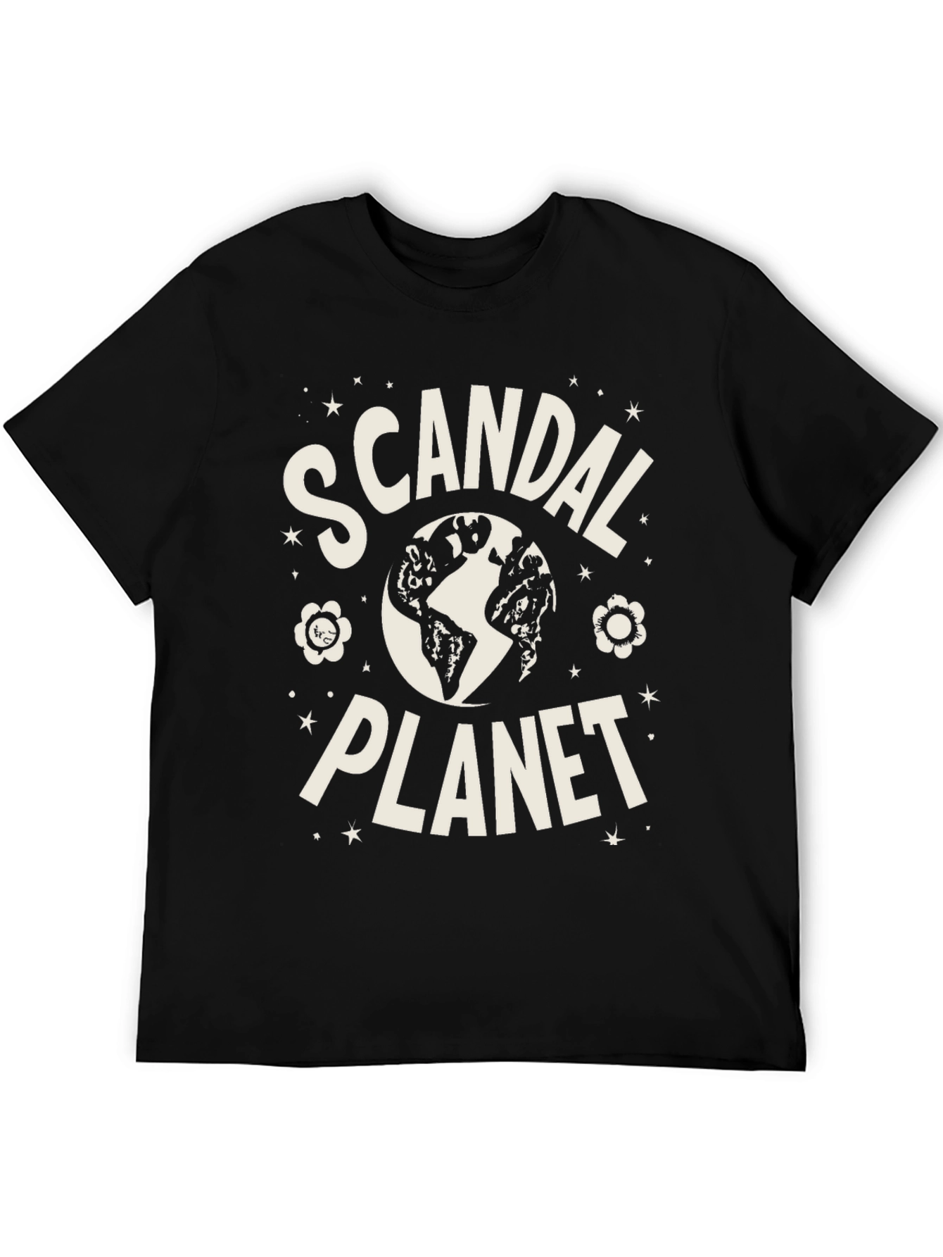 Scandal Planet Graphic Tee - Black Cotton Blend T-Shirt