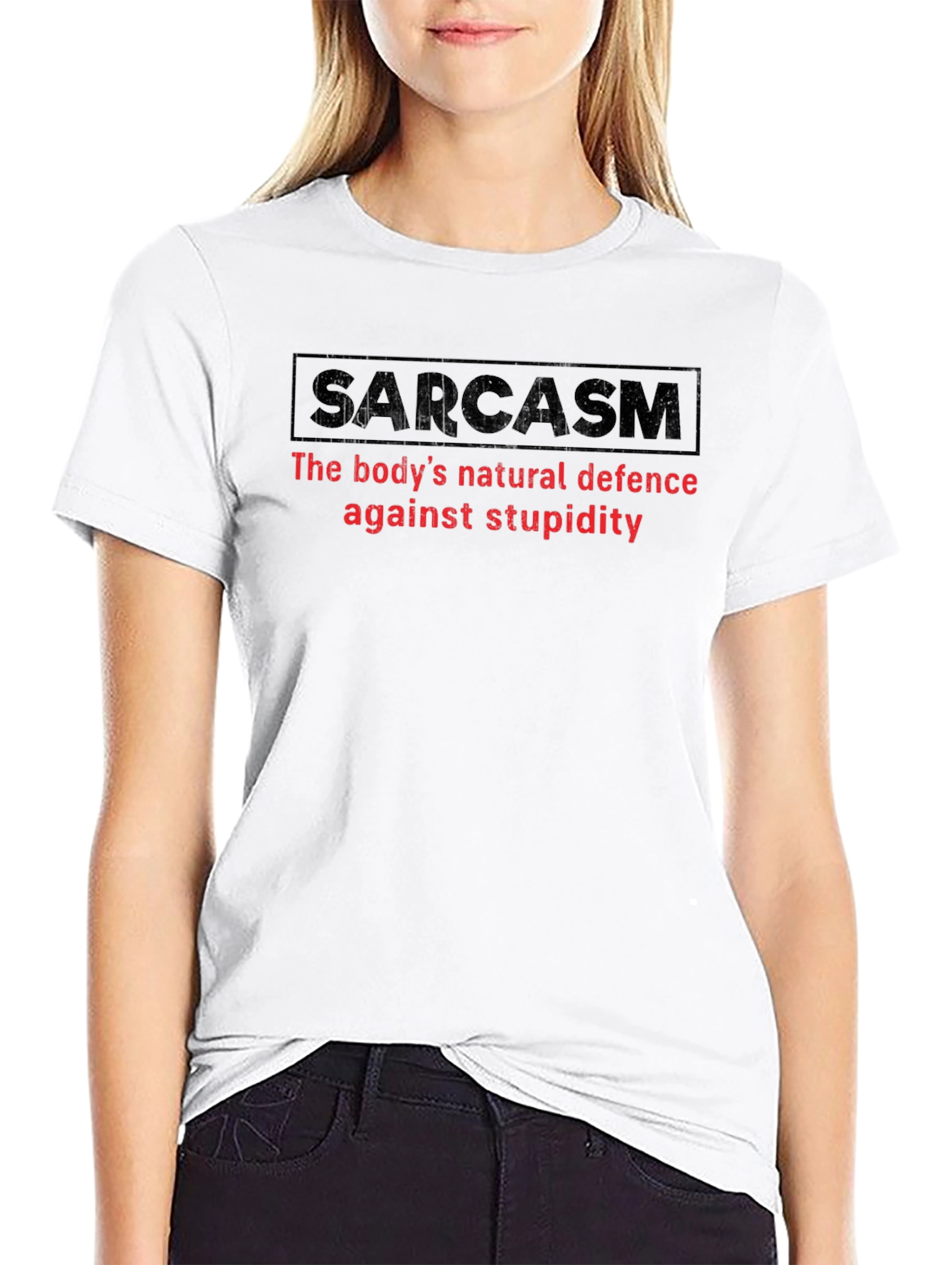 Sarcasm Defense Black Cotton T-Shirt