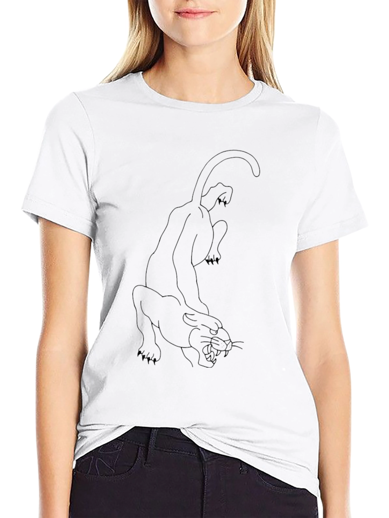 Black Panther Outline Graphic T-Shirt