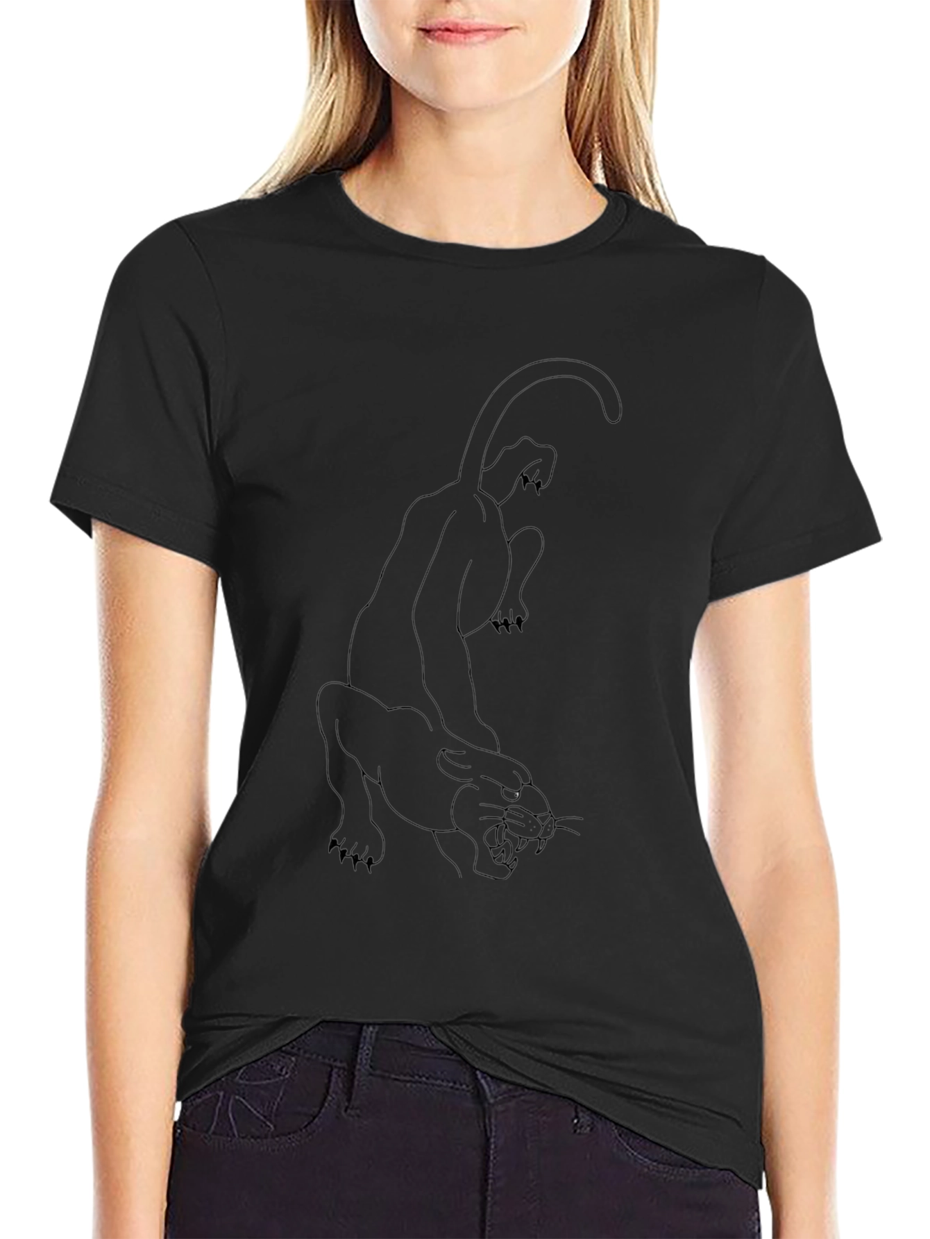 Black Panther Outline Graphic T-Shirt