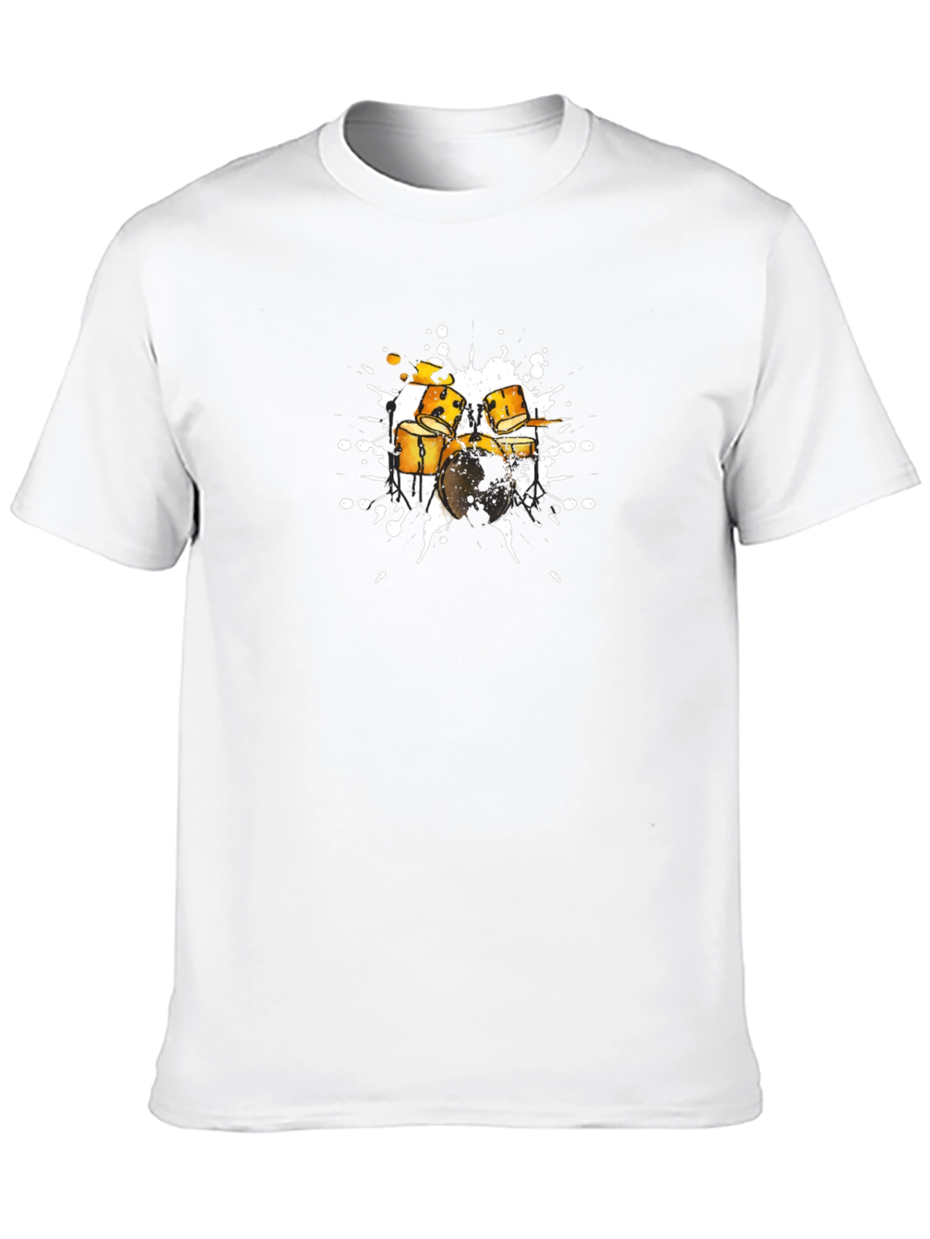 Drum Set Graphic Tee - Stylish Black Cotton T-Shirt