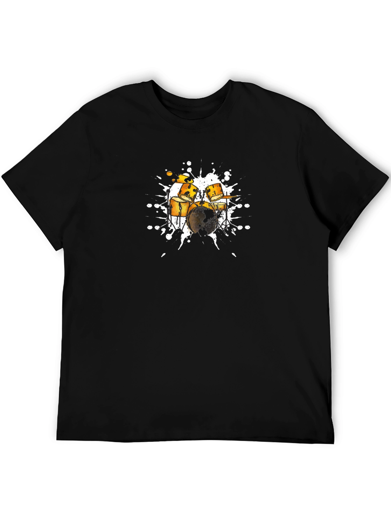 Drum Set Graphic Tee - Stylish Black Cotton T-Shirt