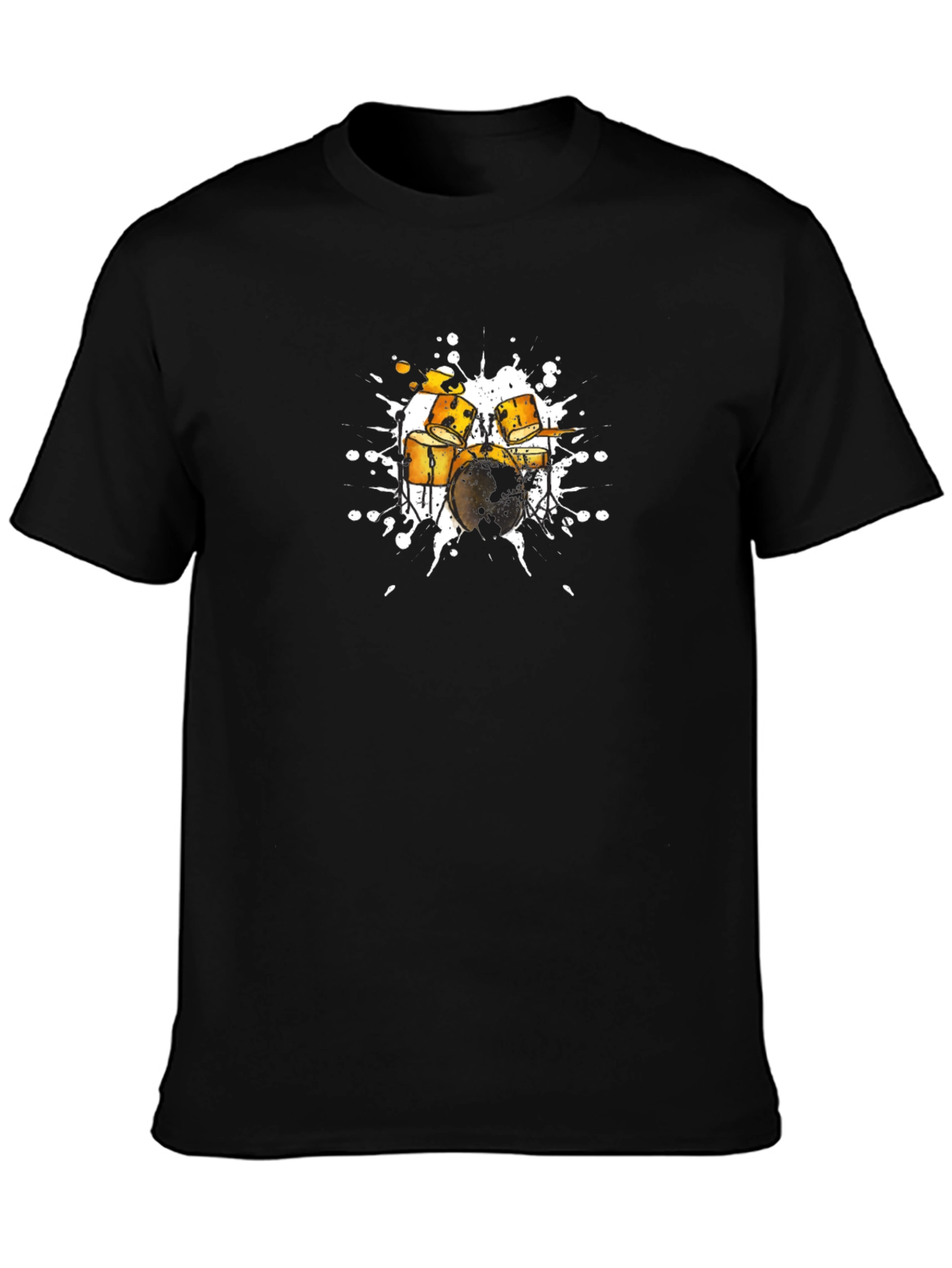 Drum Set Graphic Tee - Stylish Black Cotton T-Shirt