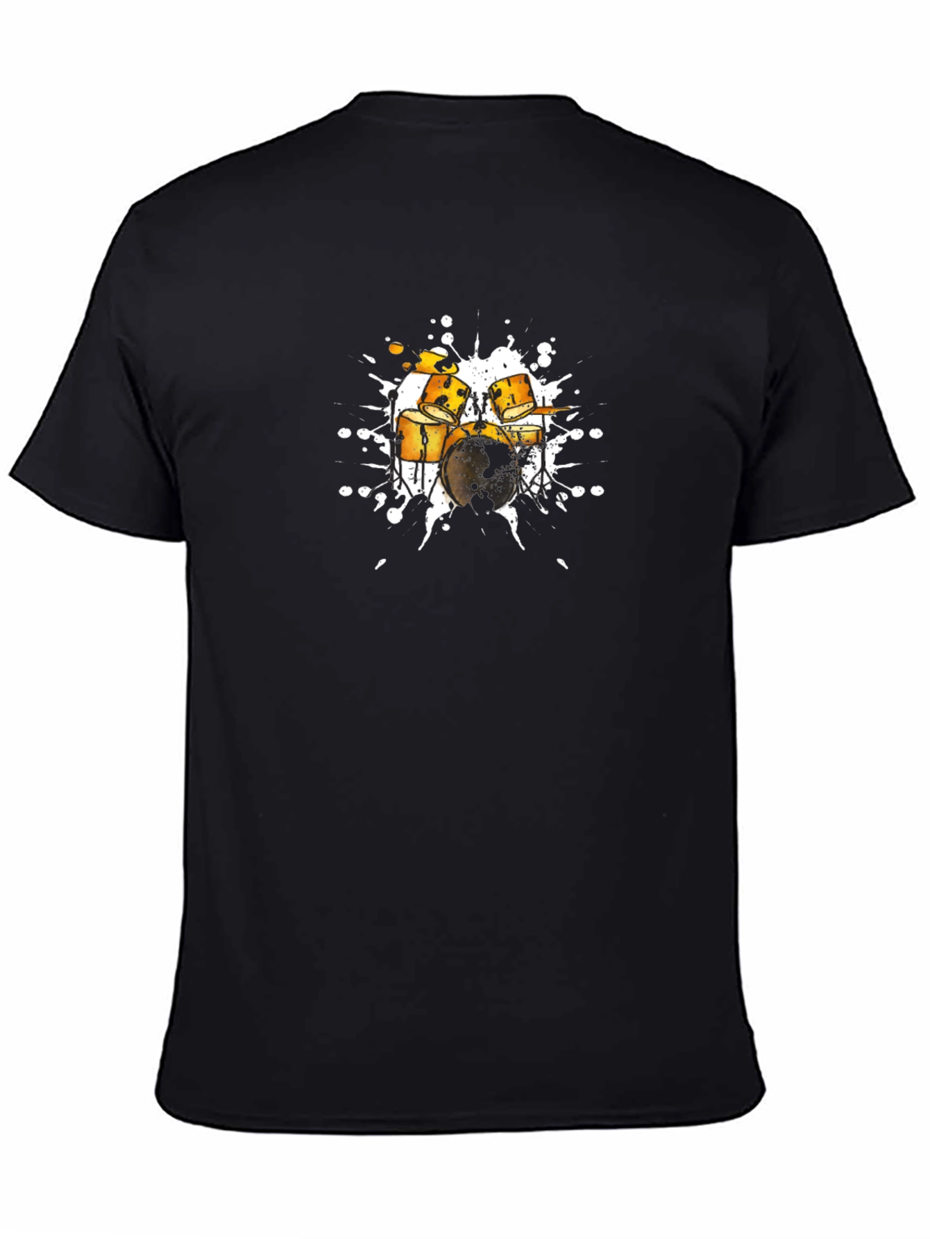 Drum Set Graphic Tee - Stylish Black Cotton T-Shirt
