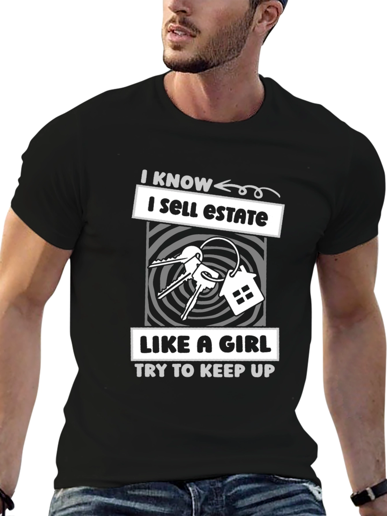 I Sell Estate Like A Girl Black T-Shirt