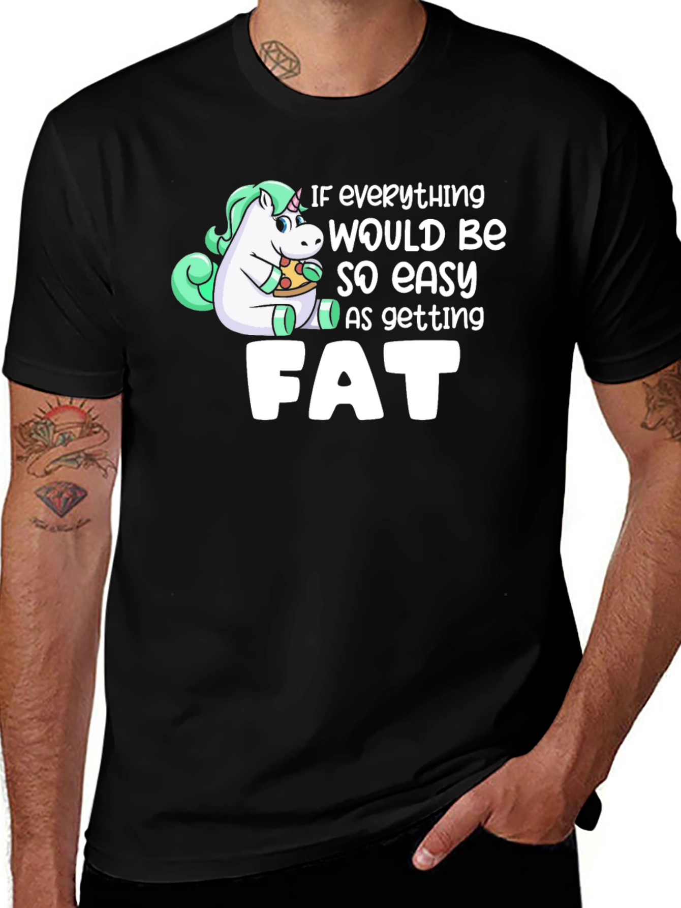 Unicorn Pizza Fat Funny T-Shirt