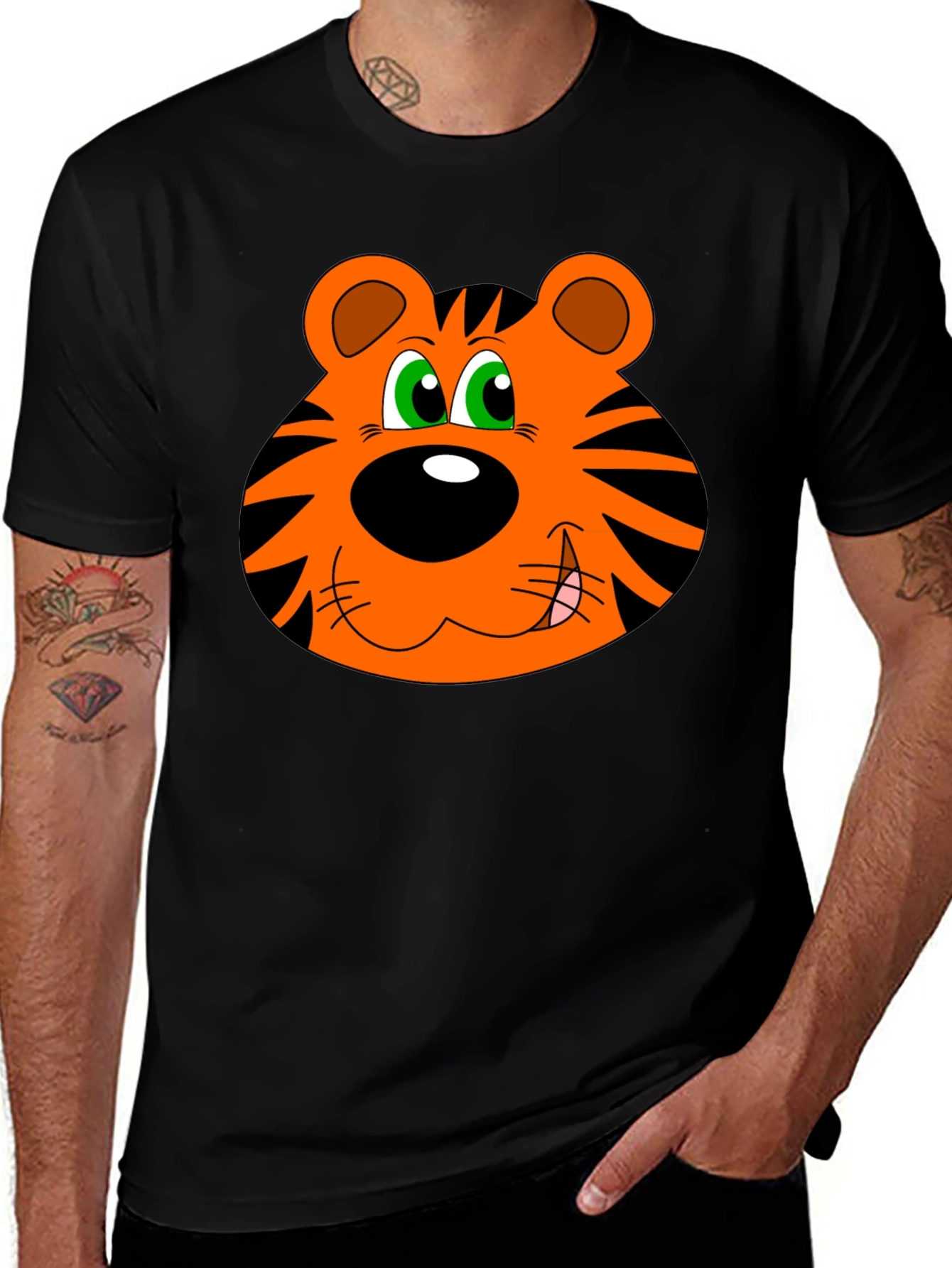 Cartoon Tiger Graphic T-Shirt