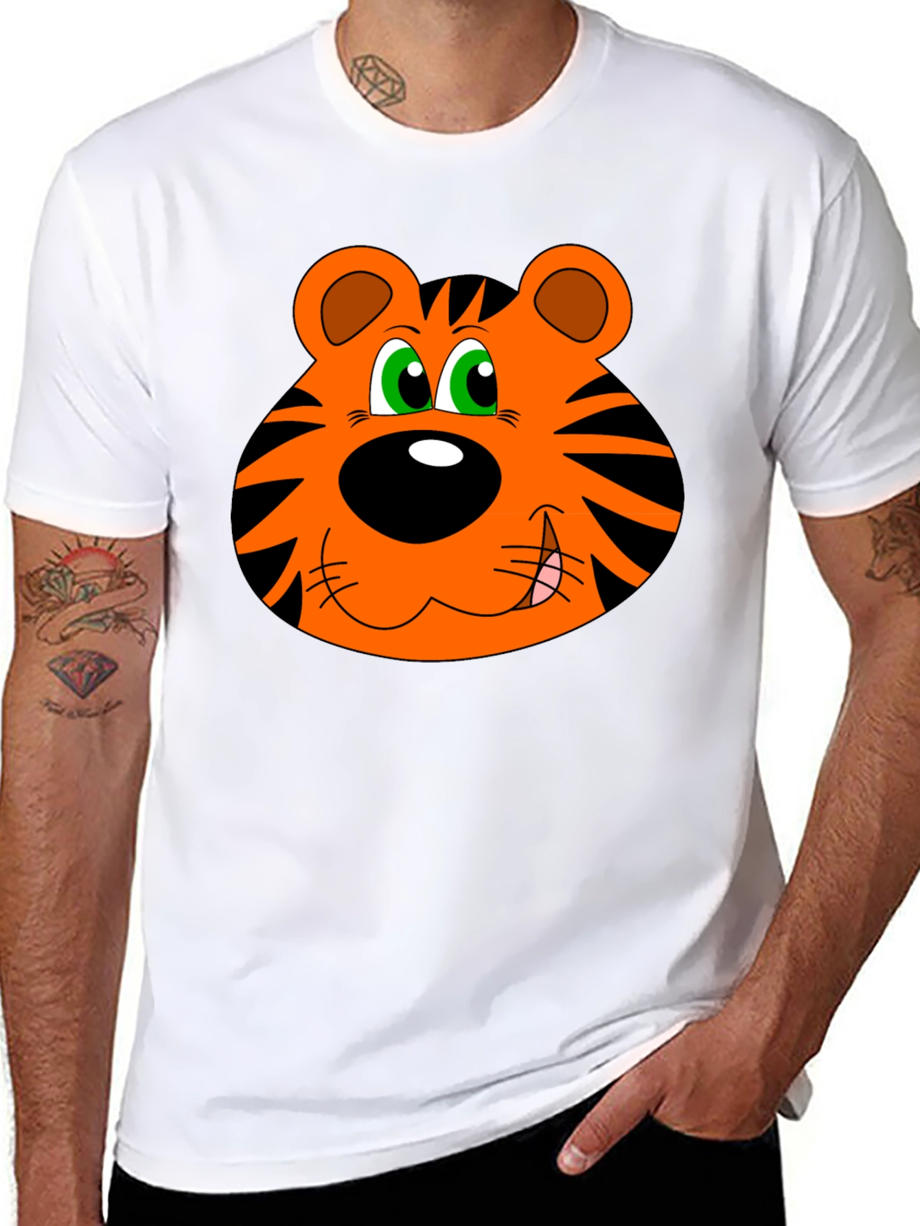 Cartoon Tiger Graphic T-Shirt
