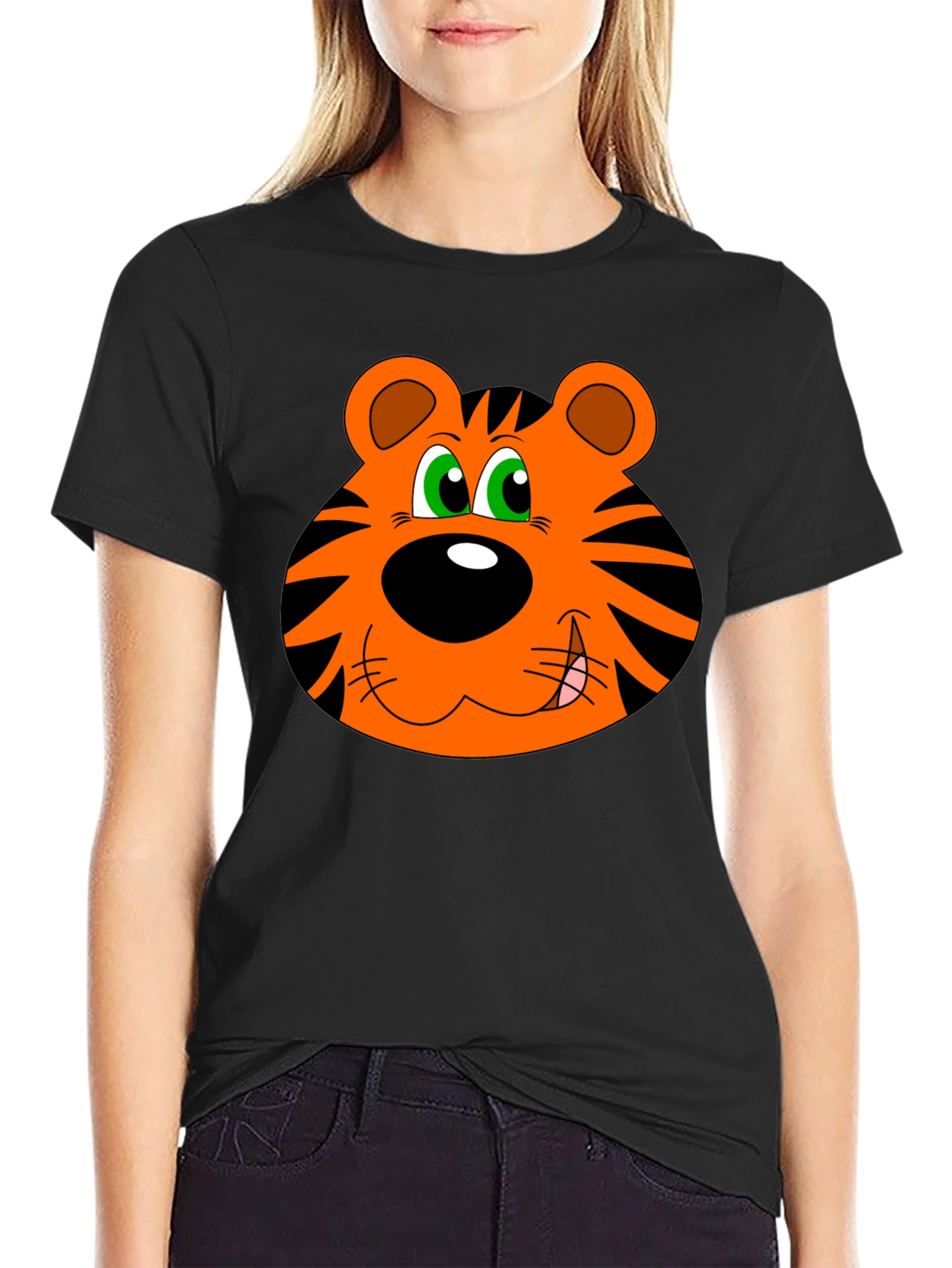 Cartoon Tiger Graphic T-Shirt