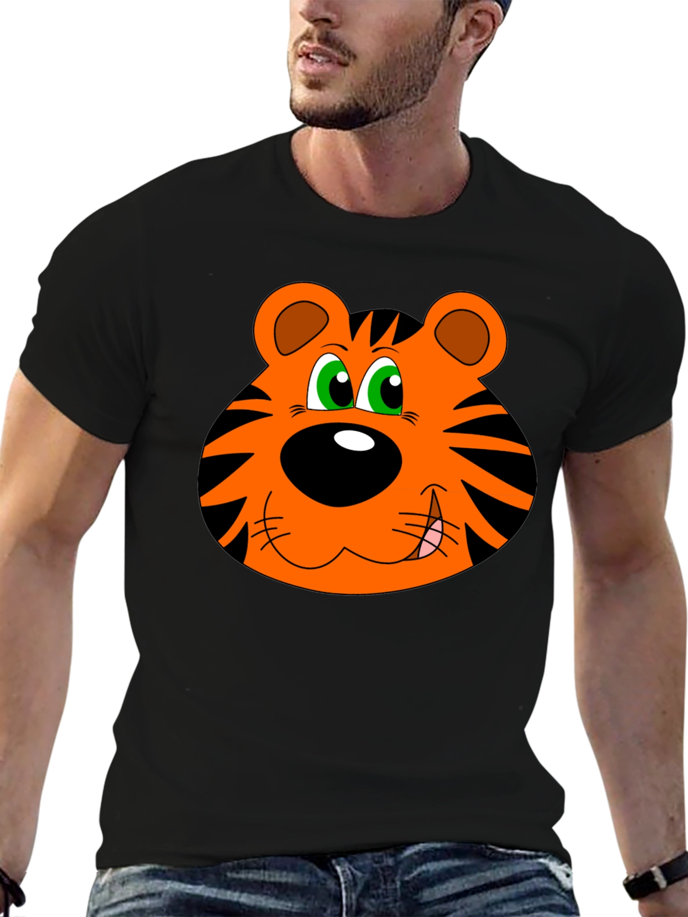 Cartoon Tiger Graphic T-Shirt