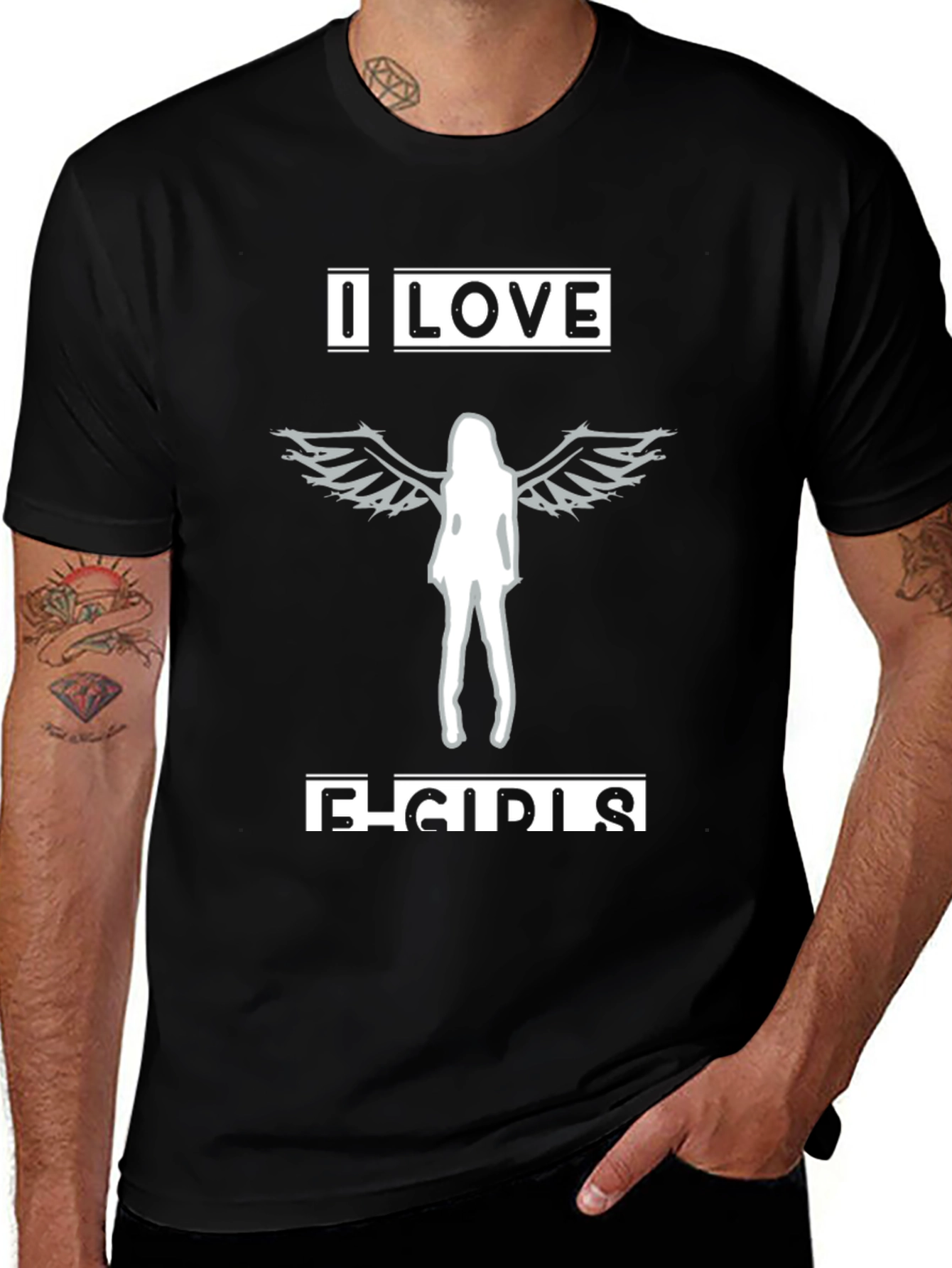I Love E-Girls Graphic Tee - Black Cotton T-Shirt
