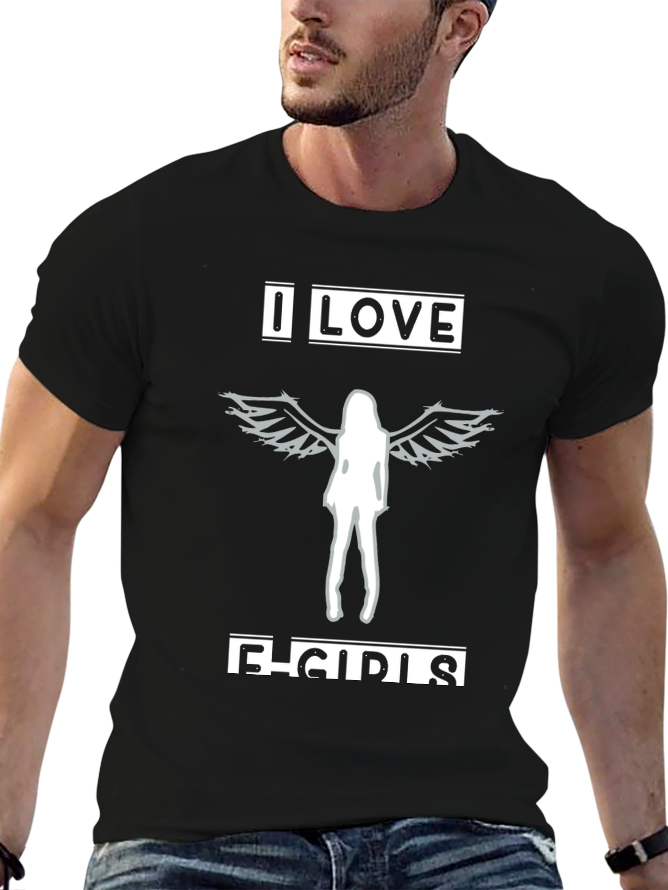 I Love E-Girls Graphic Tee - Black Cotton T-Shirt