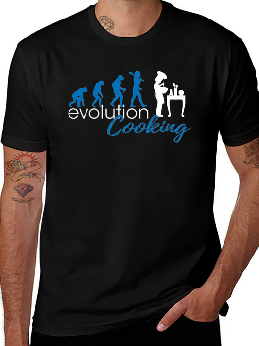 Evolution of Cooking Black T-Shirt