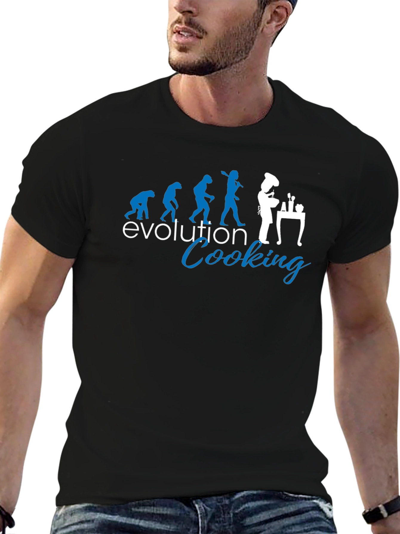 Evolution of Cooking Black T-Shirt