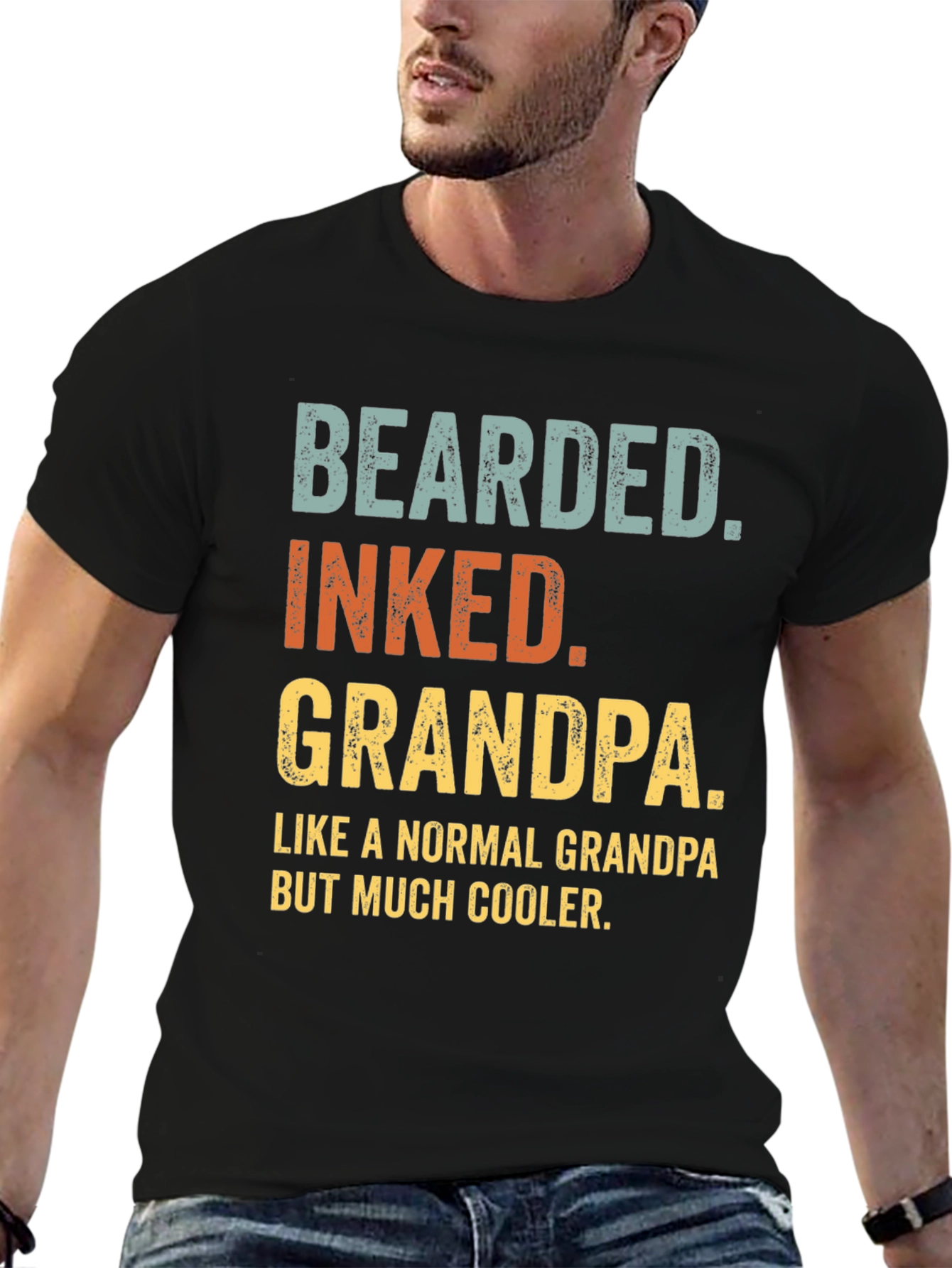 Bearded Inked Grandpa T-Shirt - Cool Grandpa Style