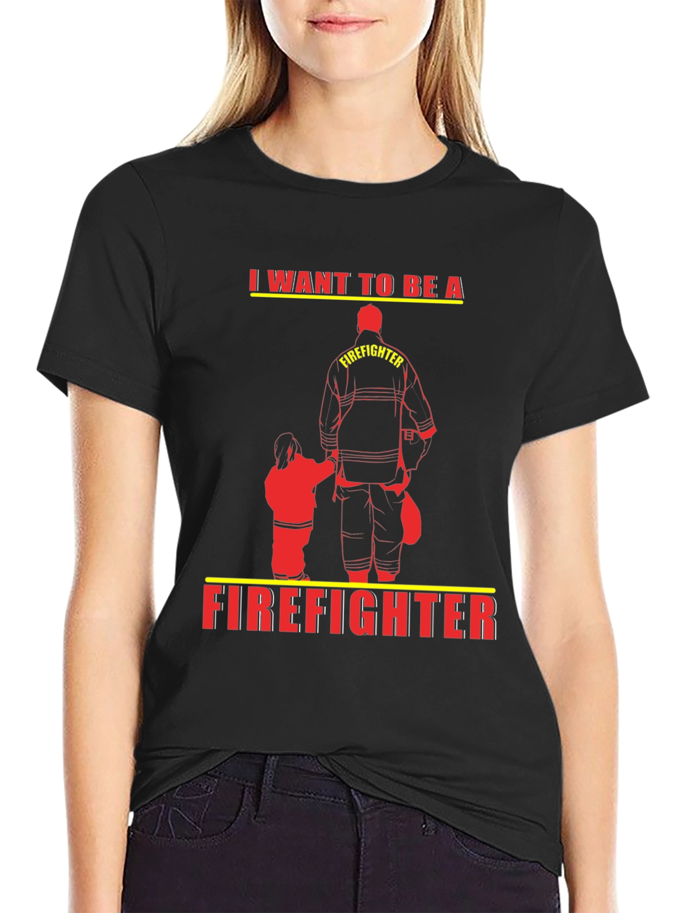 Future Firefighter Tee - Black Cotton Graphic T-Shirt