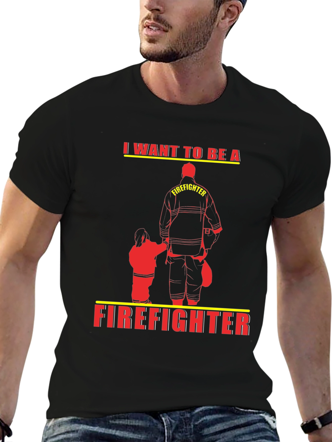Future Firefighter Tee - Black Cotton Graphic T-Shirt