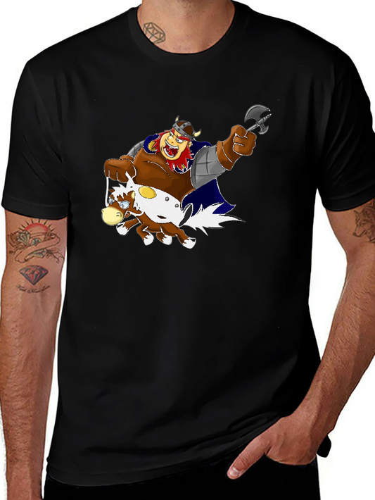 Cartoon Viking Warrior Riding a Horse T-Shirt