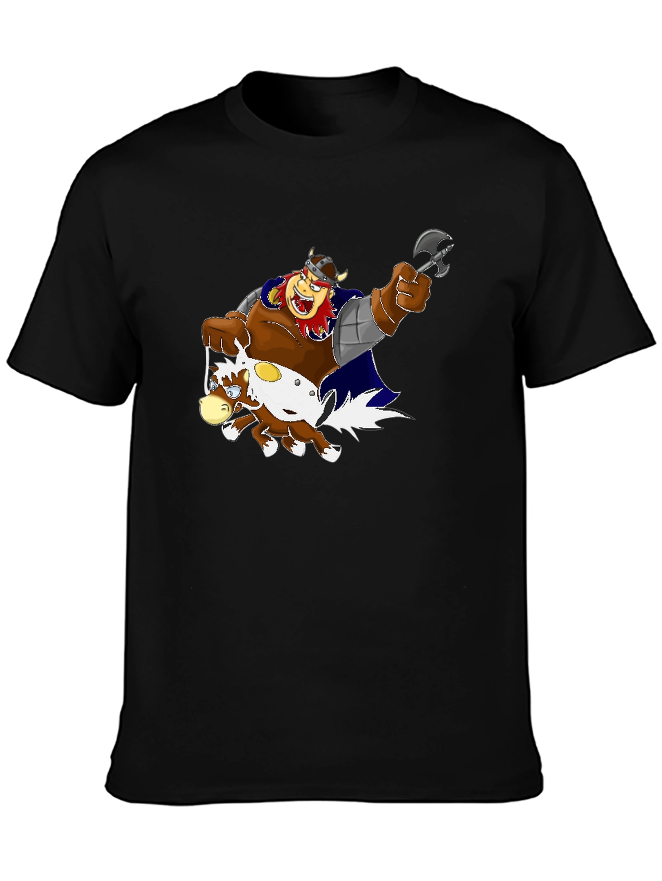 Cartoon Viking Warrior Riding a Horse T-Shirt