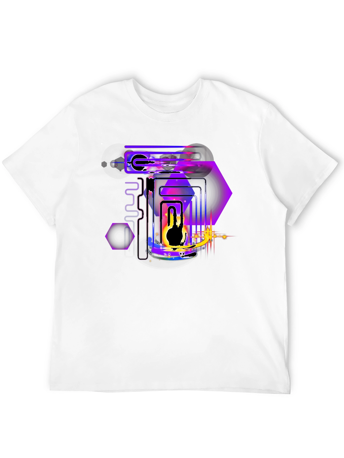 Abstract Neon Graphic Print Black T-Shirt