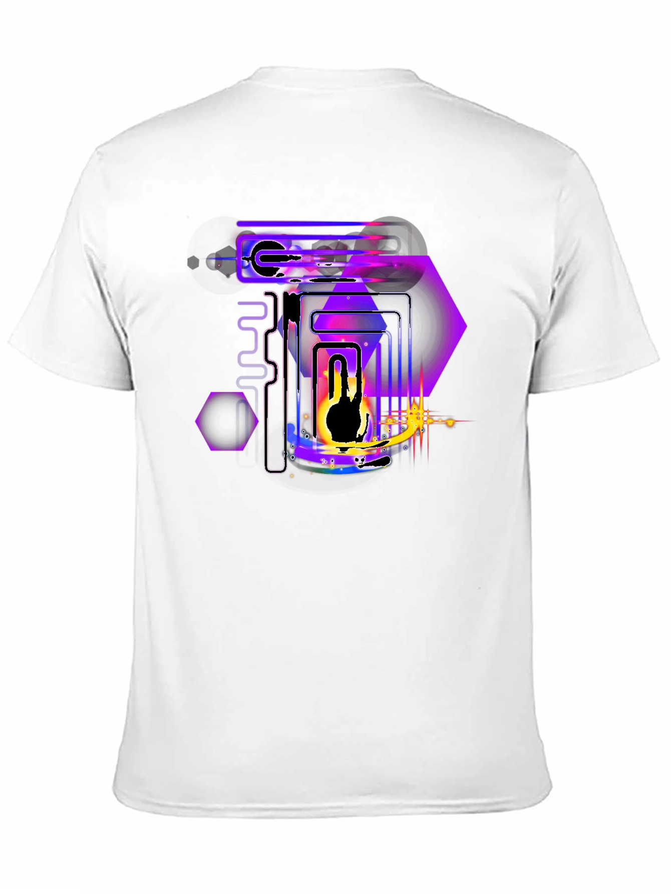 Abstract Neon Graphic Print Black T-Shirt