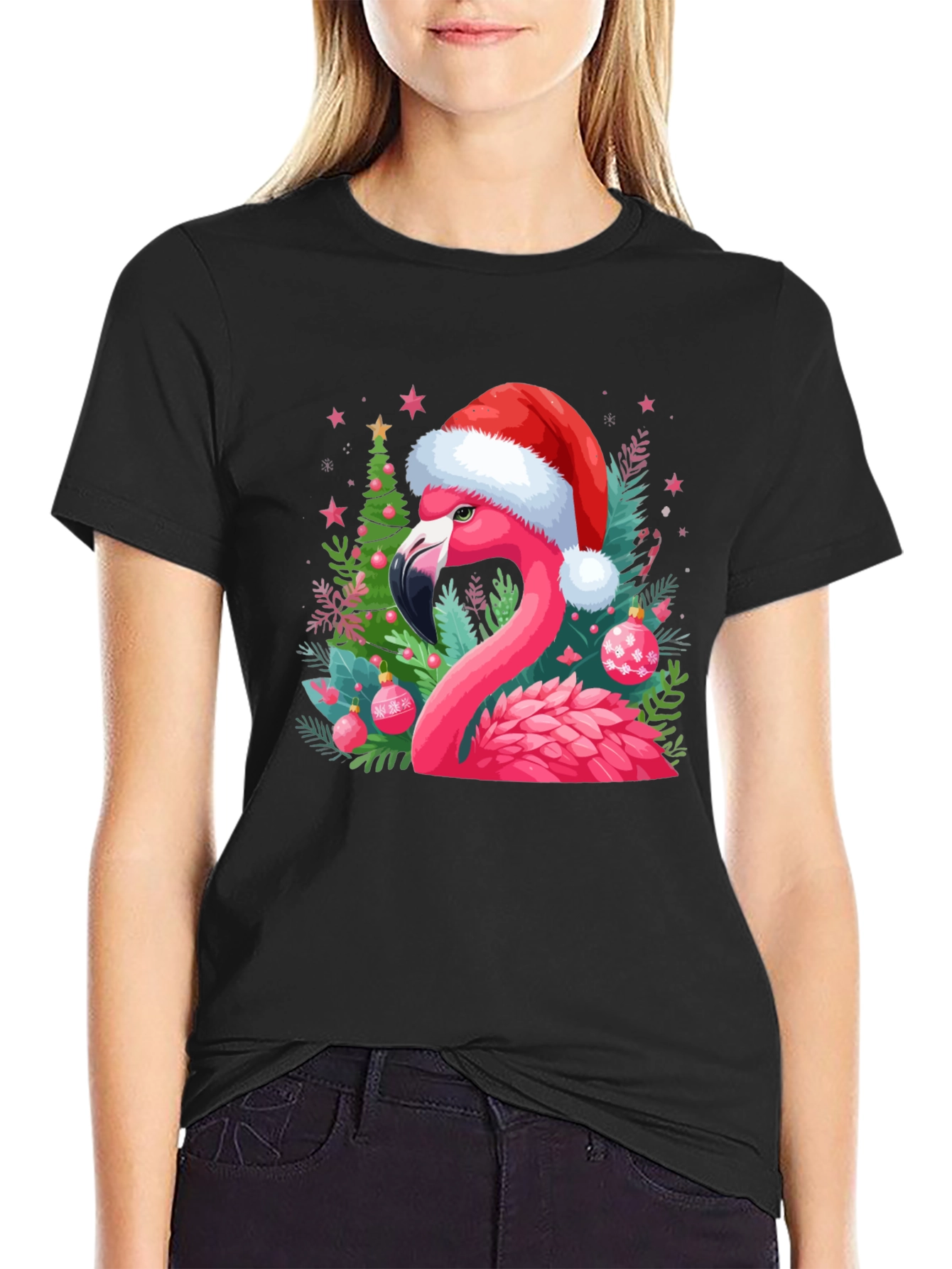 Festive Flamingo Christmas T-Shirt