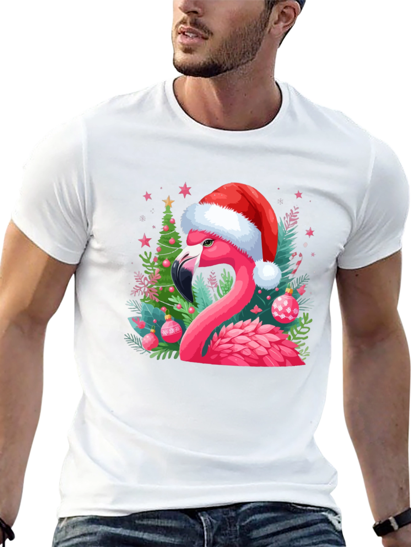 Festive Flamingo Christmas T-Shirt