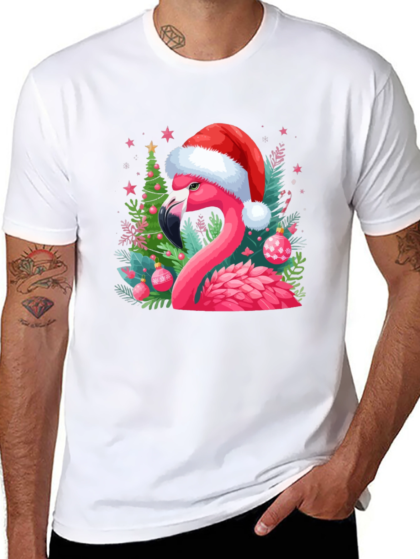 Festive Flamingo Christmas T-Shirt