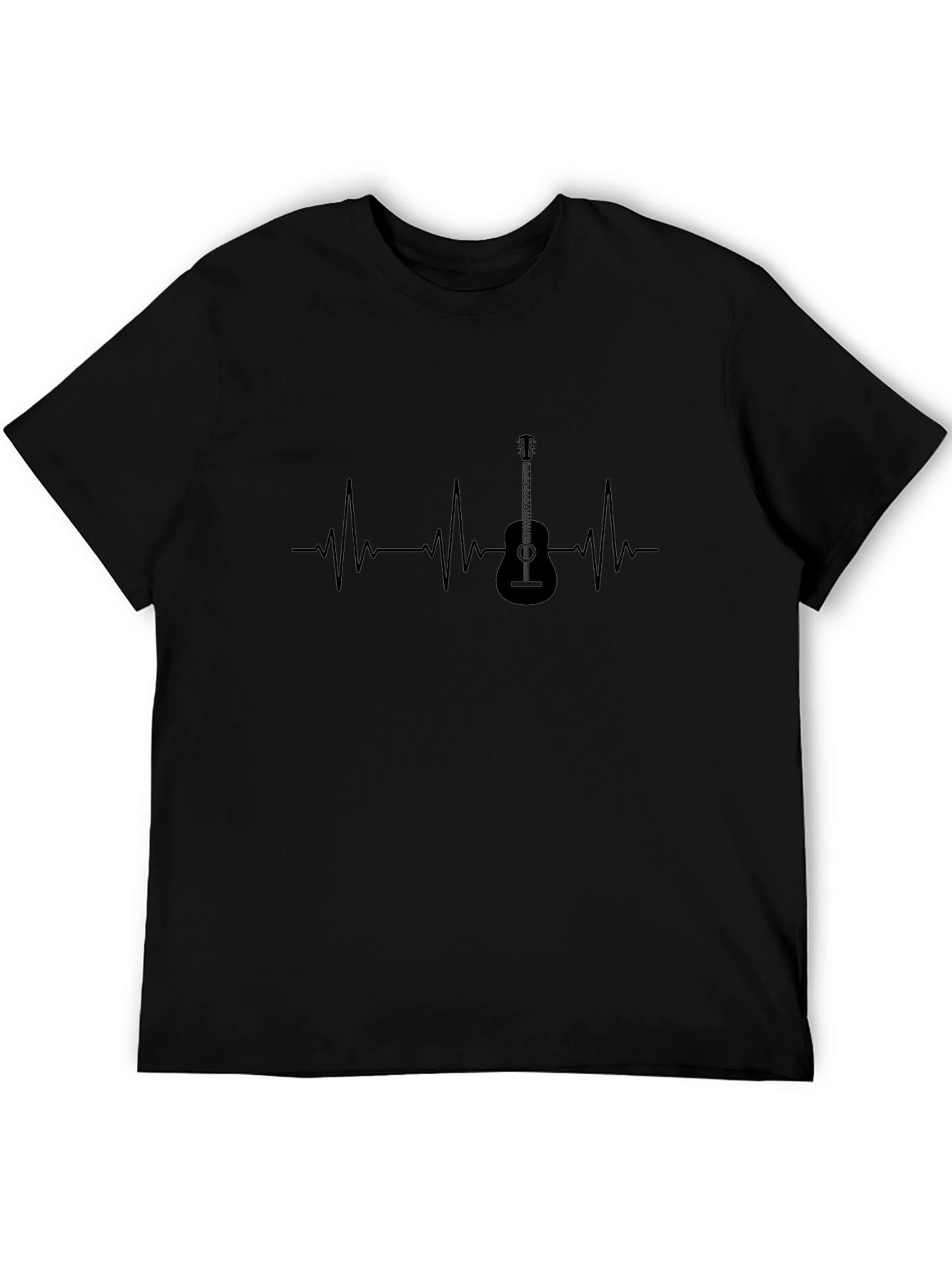 Guitar Heartbeat Graphic Tee - Black