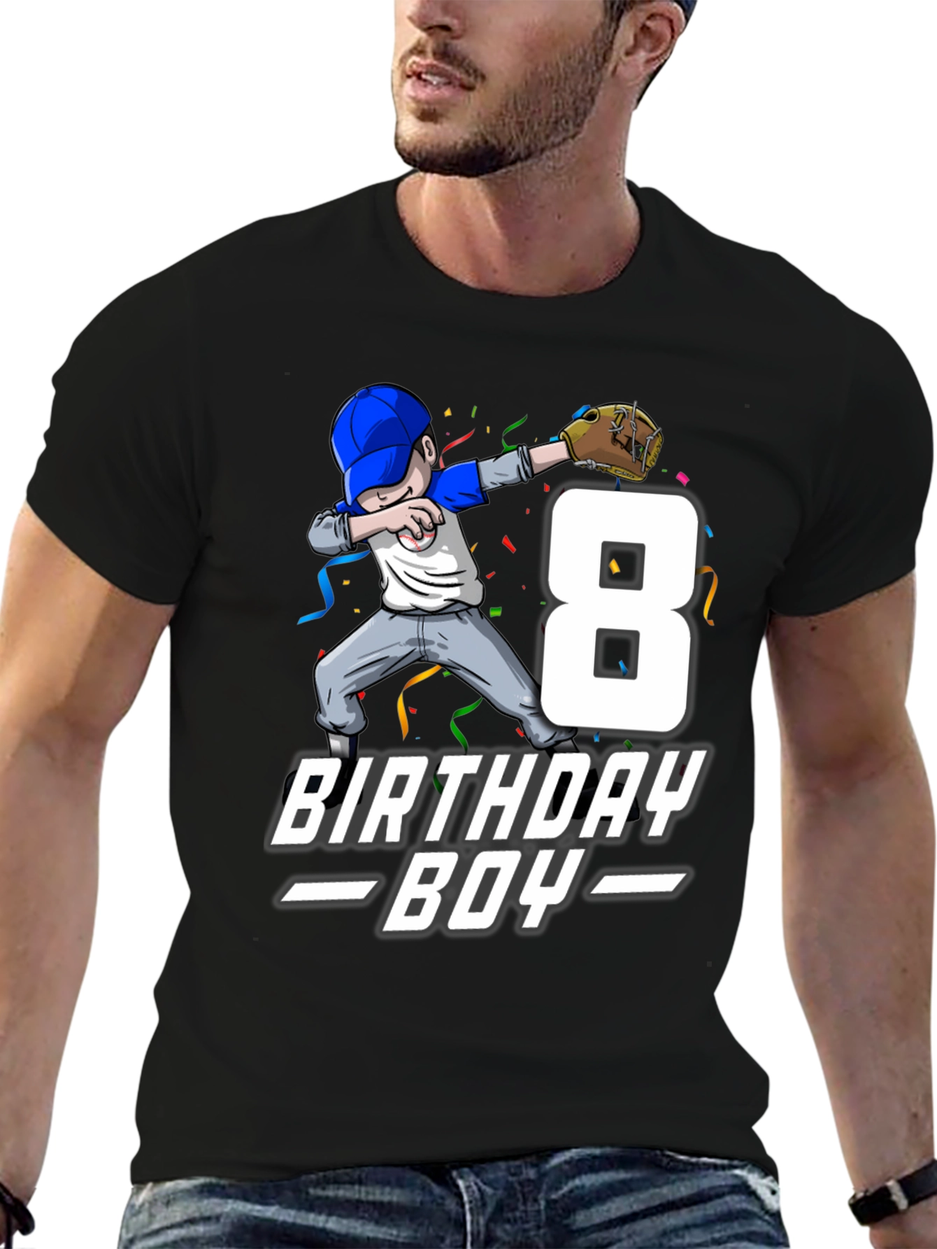 Birthday Boy Baseball T-Shirt - Number 8