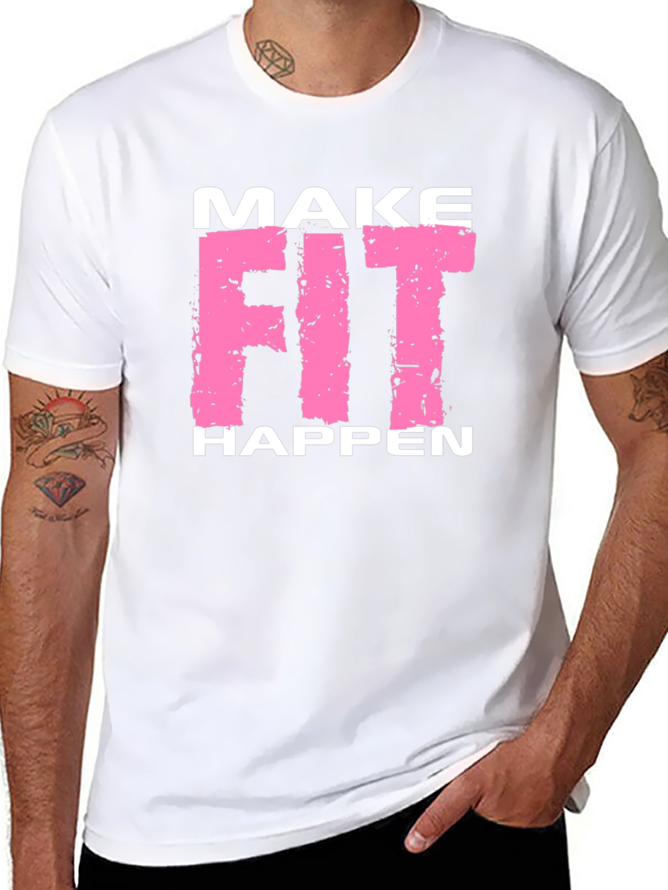 Make Fit Happen Black Graphic T-Shirt
