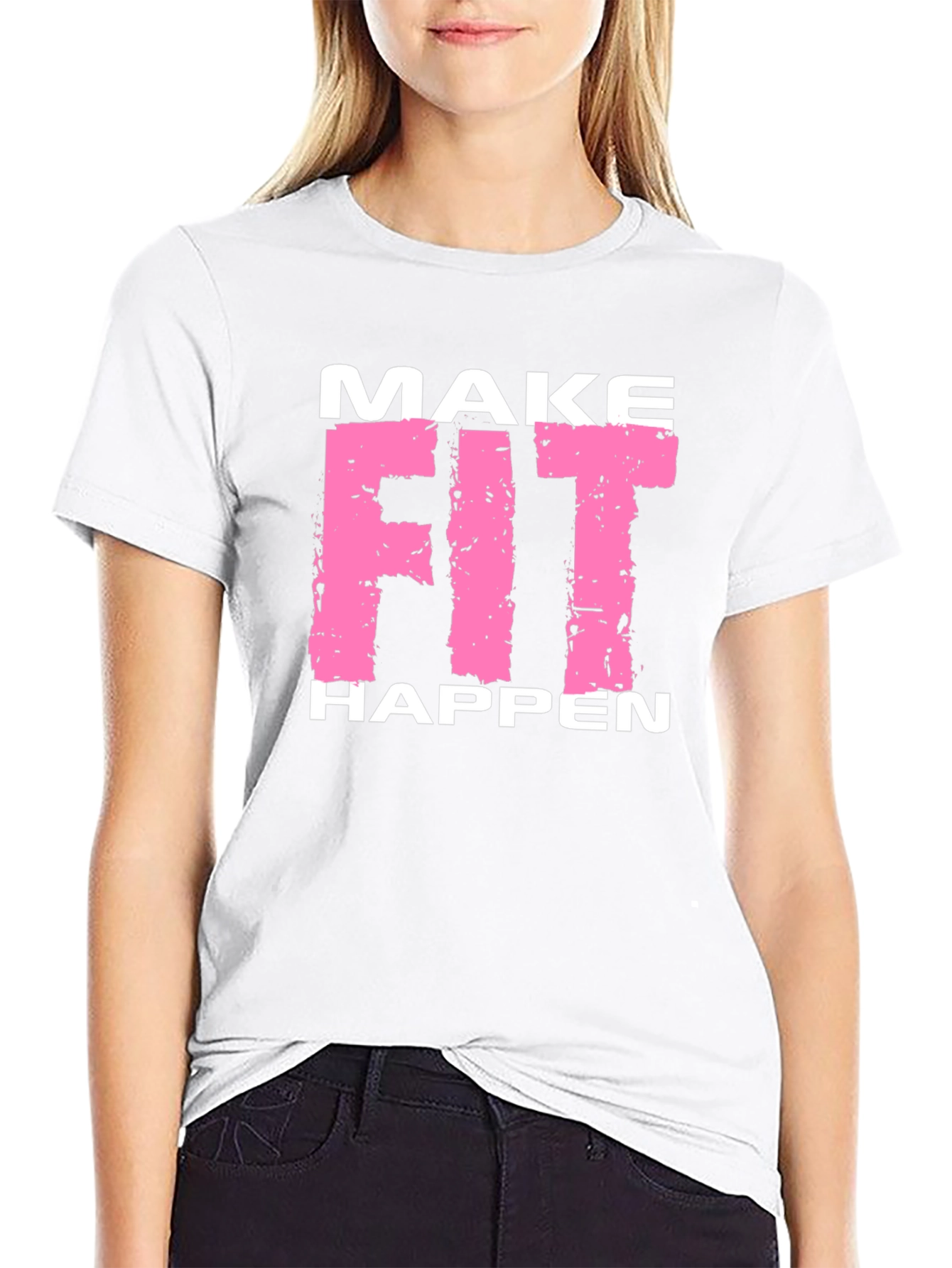 Make Fit Happen Black Graphic T-Shirt