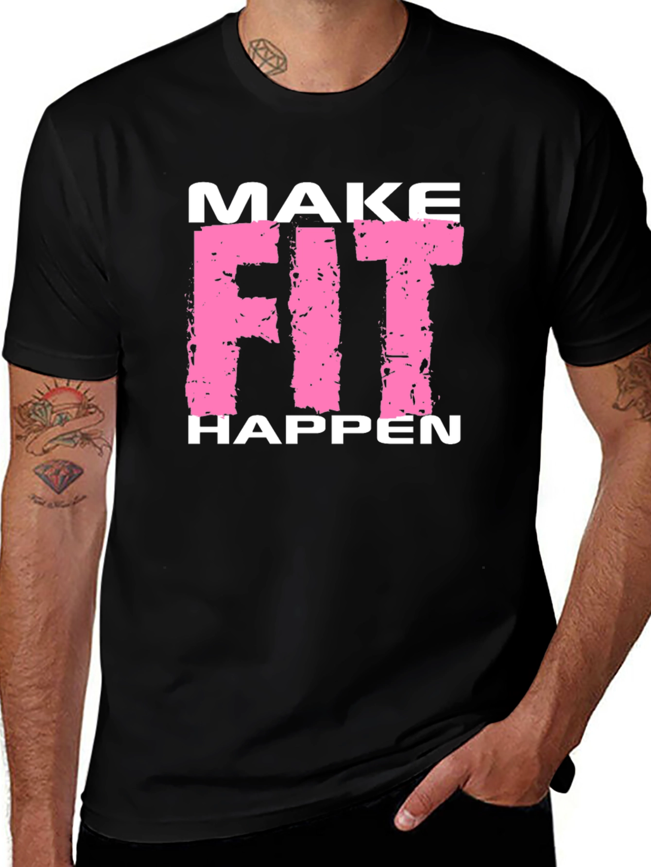 Make Fit Happen Black Graphic T-Shirt